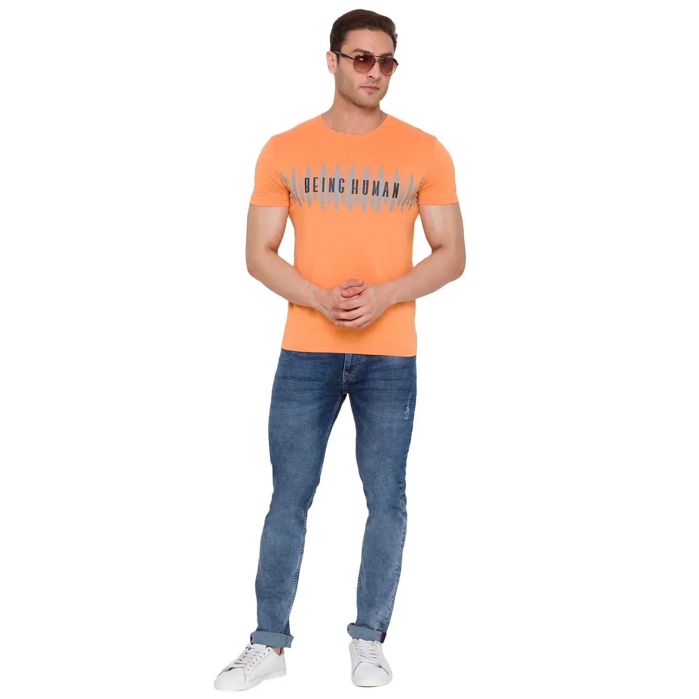 Orange Regular Fit Men's Short Sleeves T-Shirt by Being Human Clothing - Image 6