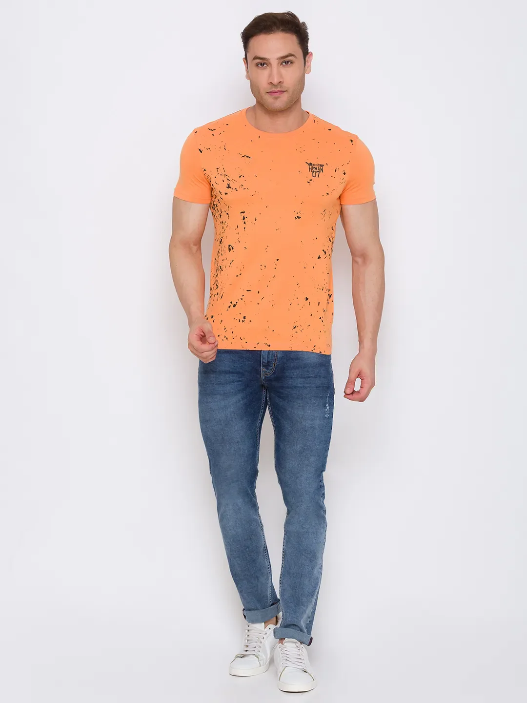 Orange Regular Fit Men's Short Sleeves T-Shirt by Being Human Clothing - Image 2