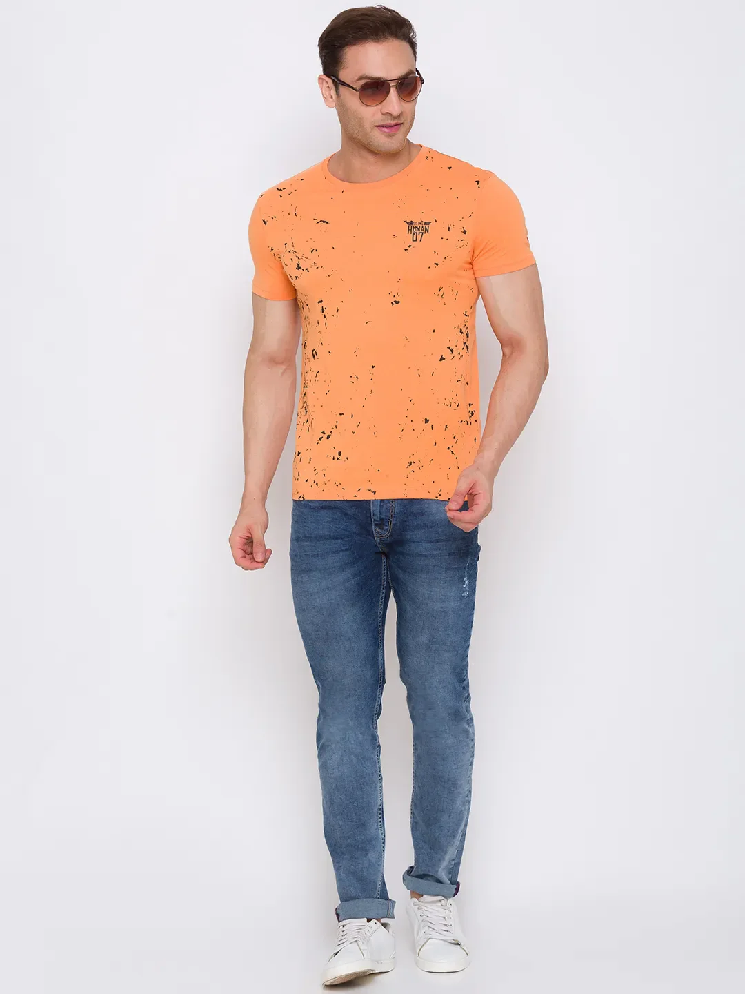 Orange Regular Fit Men's Short Sleeves T-Shirt by Being Human Clothing - Image 6