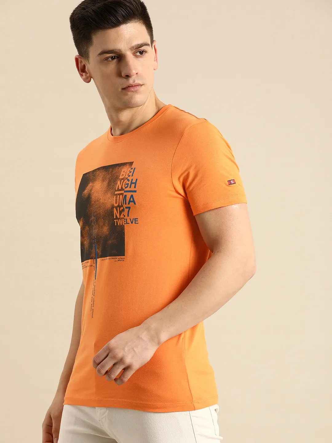 Orange Regular Fit Men's Short Sleeves T-Shirt by Being Human Clothing - Image 2