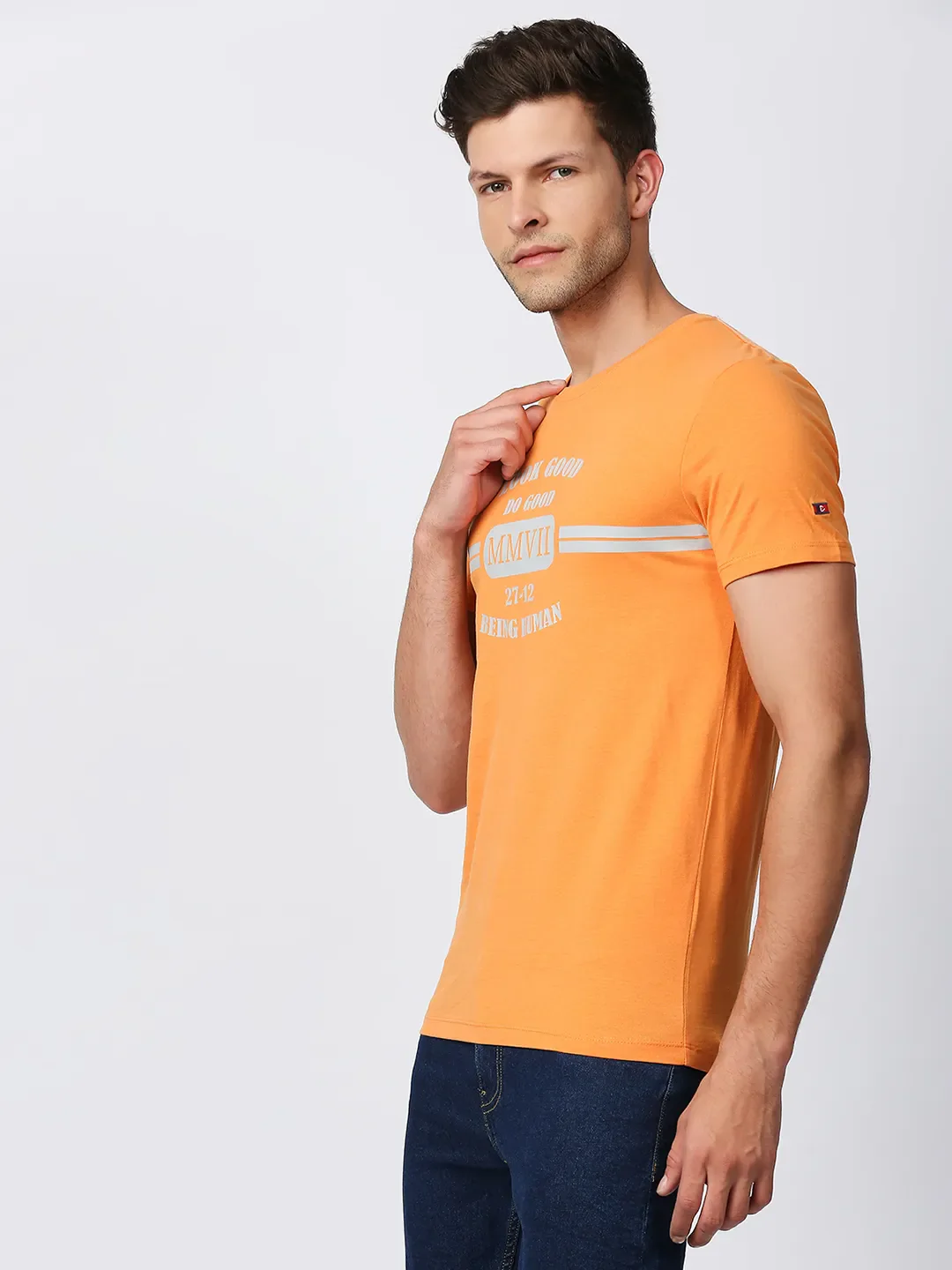 Orange Regular Fit Men's Short Sleeves T-Shirt by Being Human Clothing - Image 2