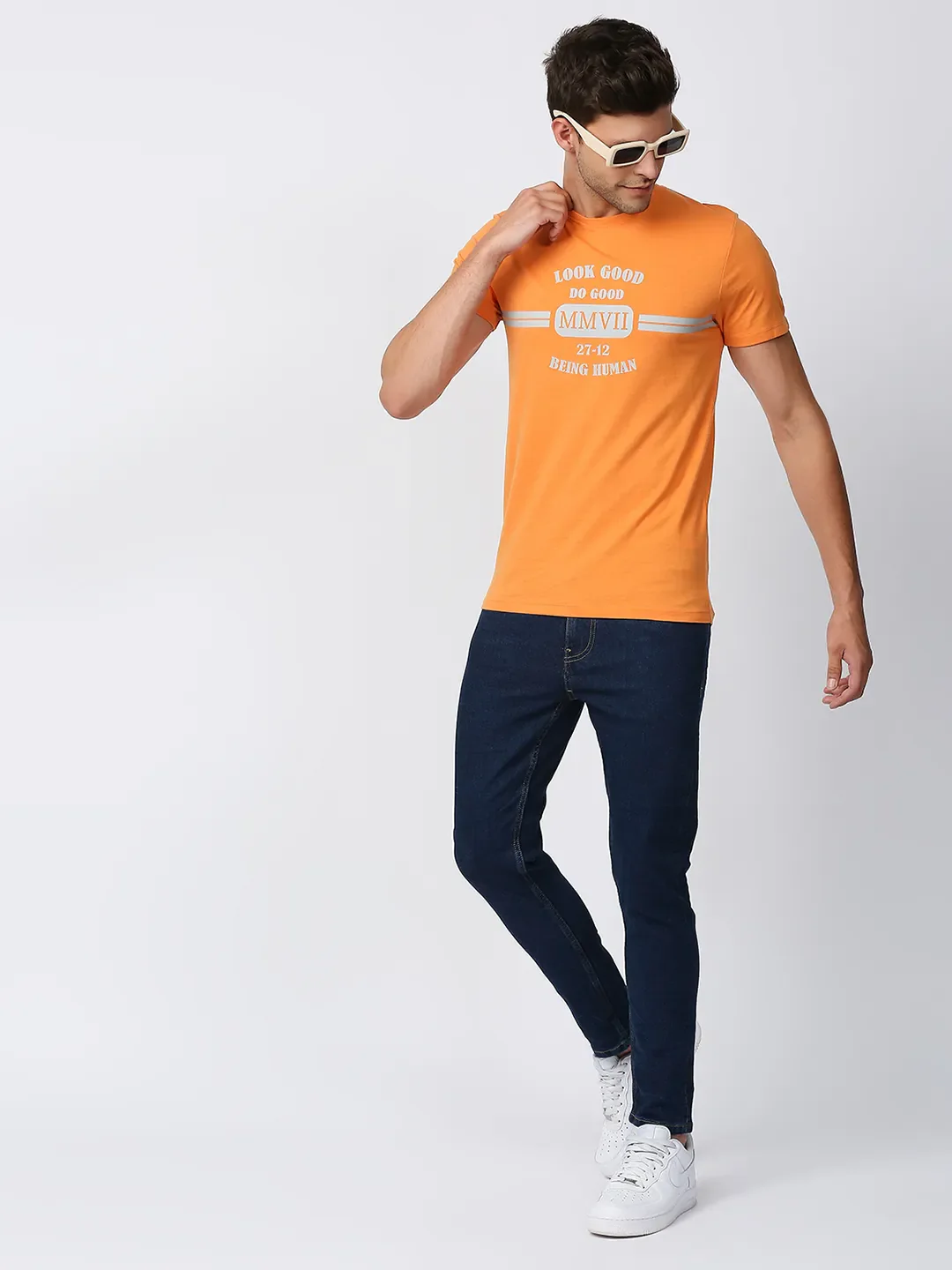 Orange Regular Fit Men's Short Sleeves T-Shirt by Being Human Clothing - Image 5