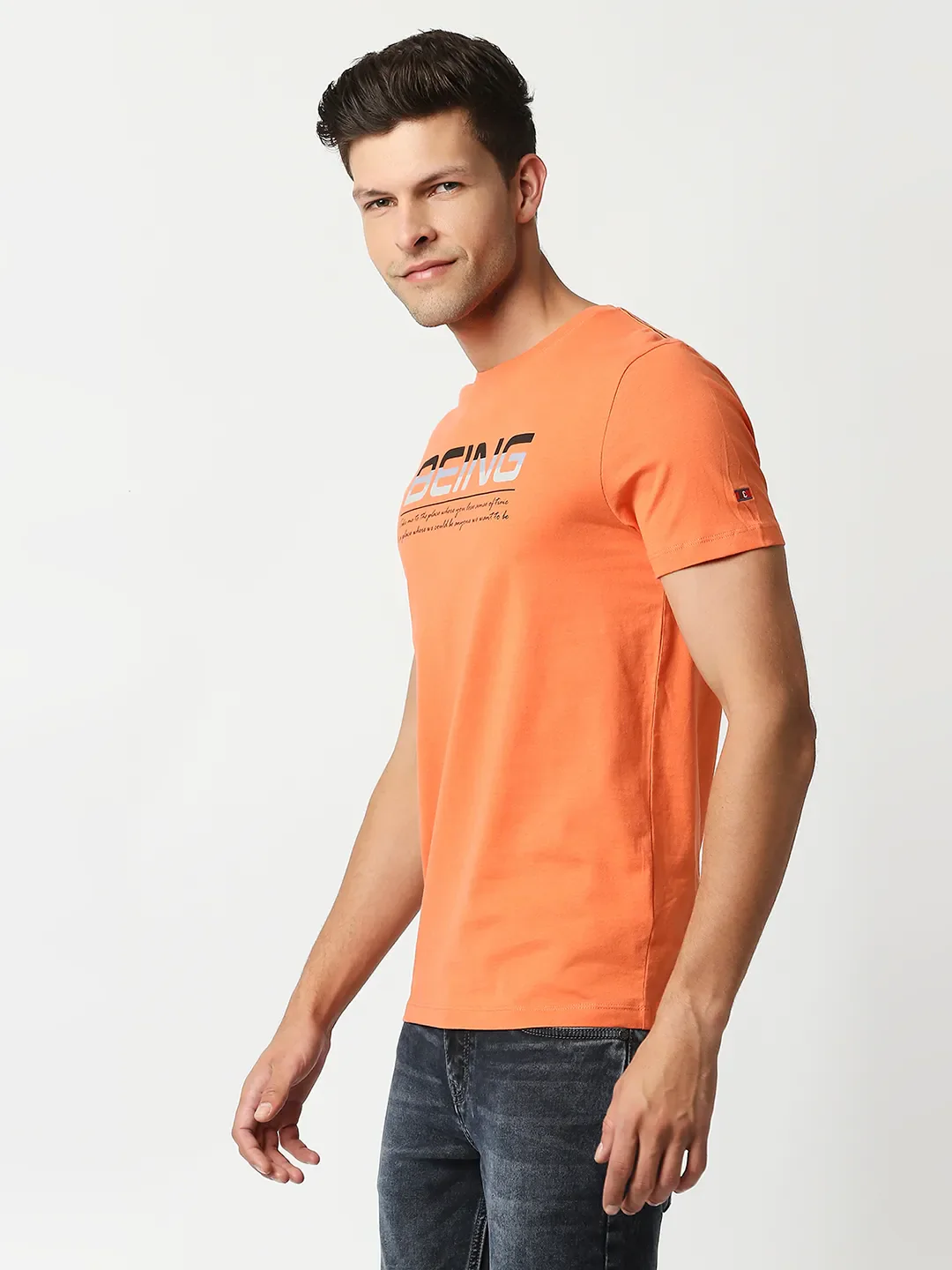 Orange Regular Fit Men's Short Sleeves T-Shirt by Being Human Clothing - Image 2