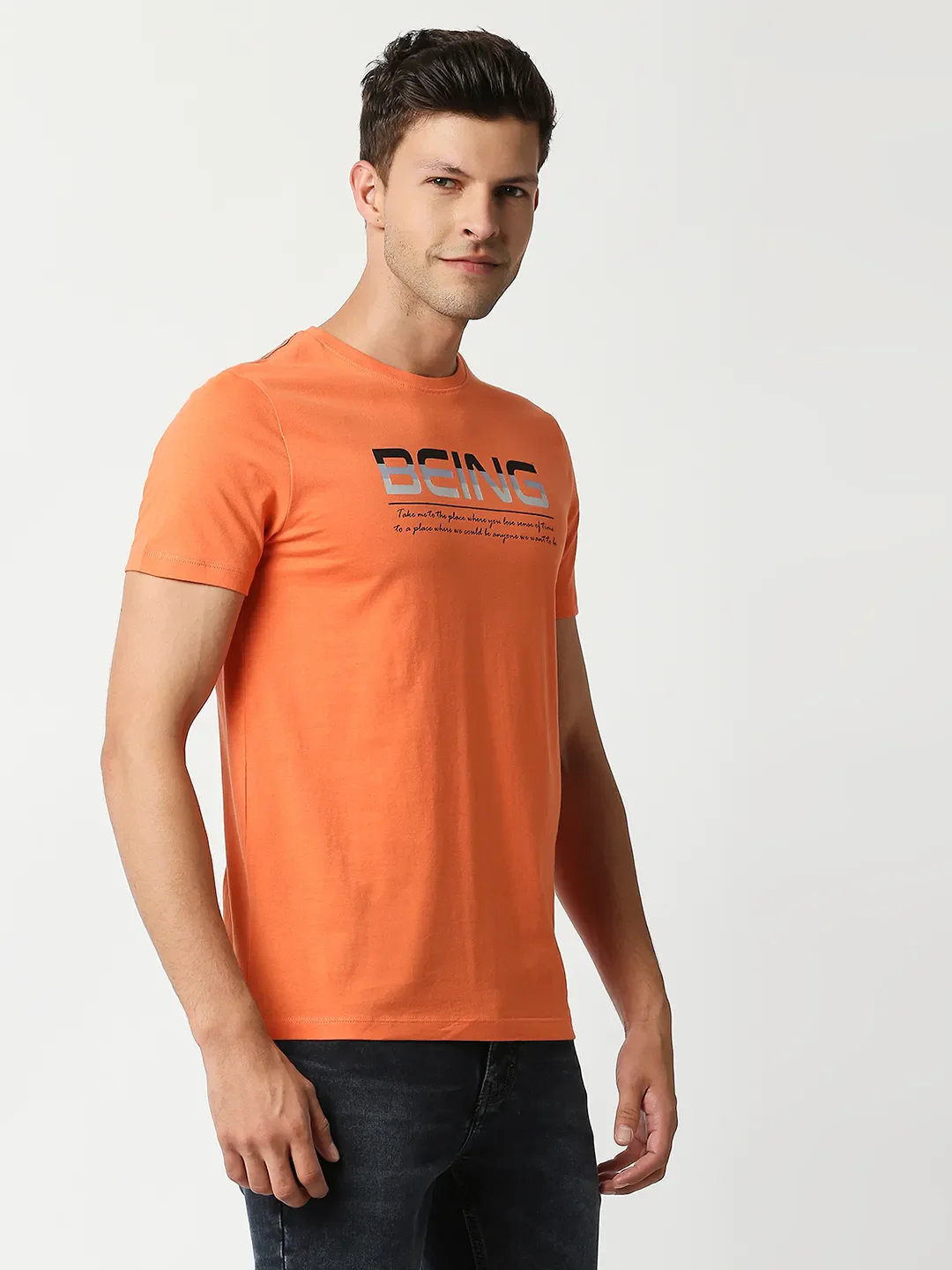 Orange Regular Fit Men's Short Sleeves T-Shirt by Being Human Clothing - Image 3