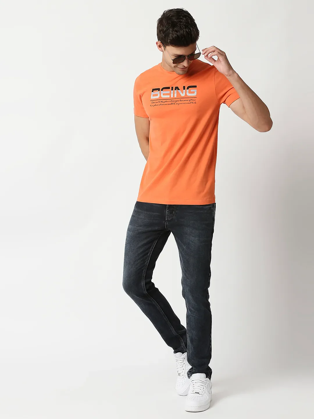 Orange Regular Fit Men's Short Sleeves T-Shirt by Being Human Clothing - Image 6