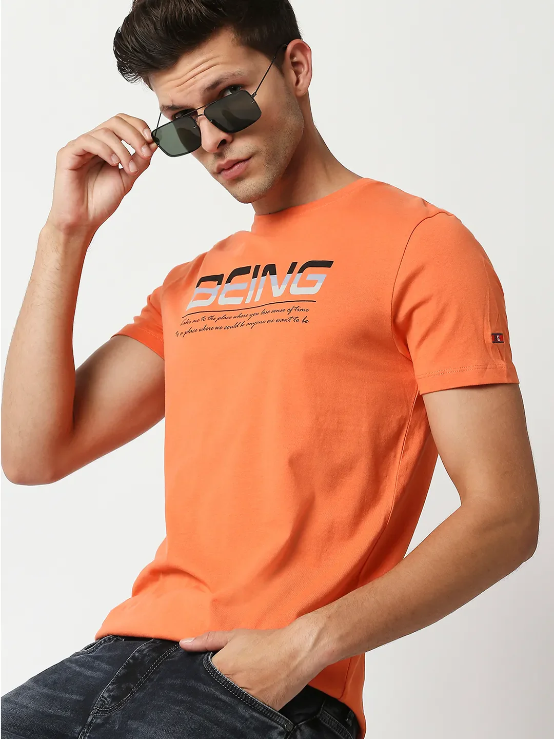 Orange Regular Fit Men's Short Sleeves T-Shirt by Being Human Clothing - Image 7