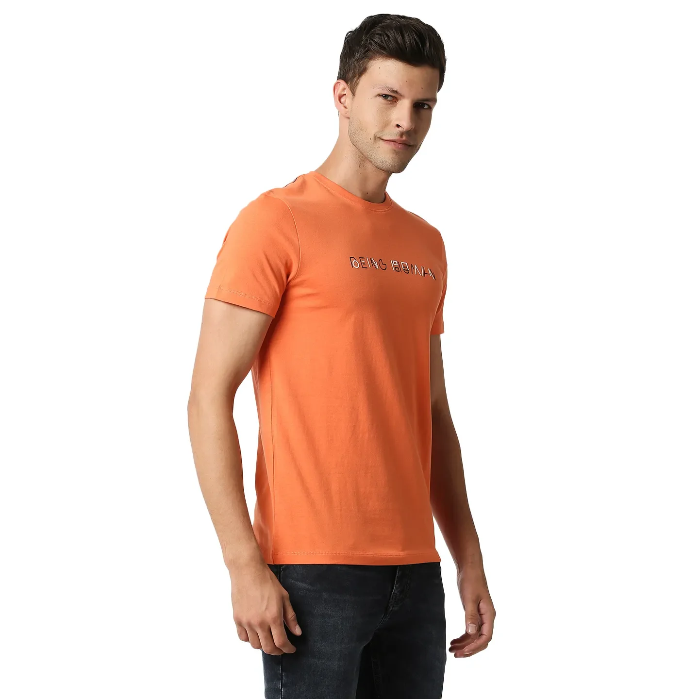 Orange Regular Fit Men's Short Sleeves T-Shirt by Being Human Clothing - Image 3