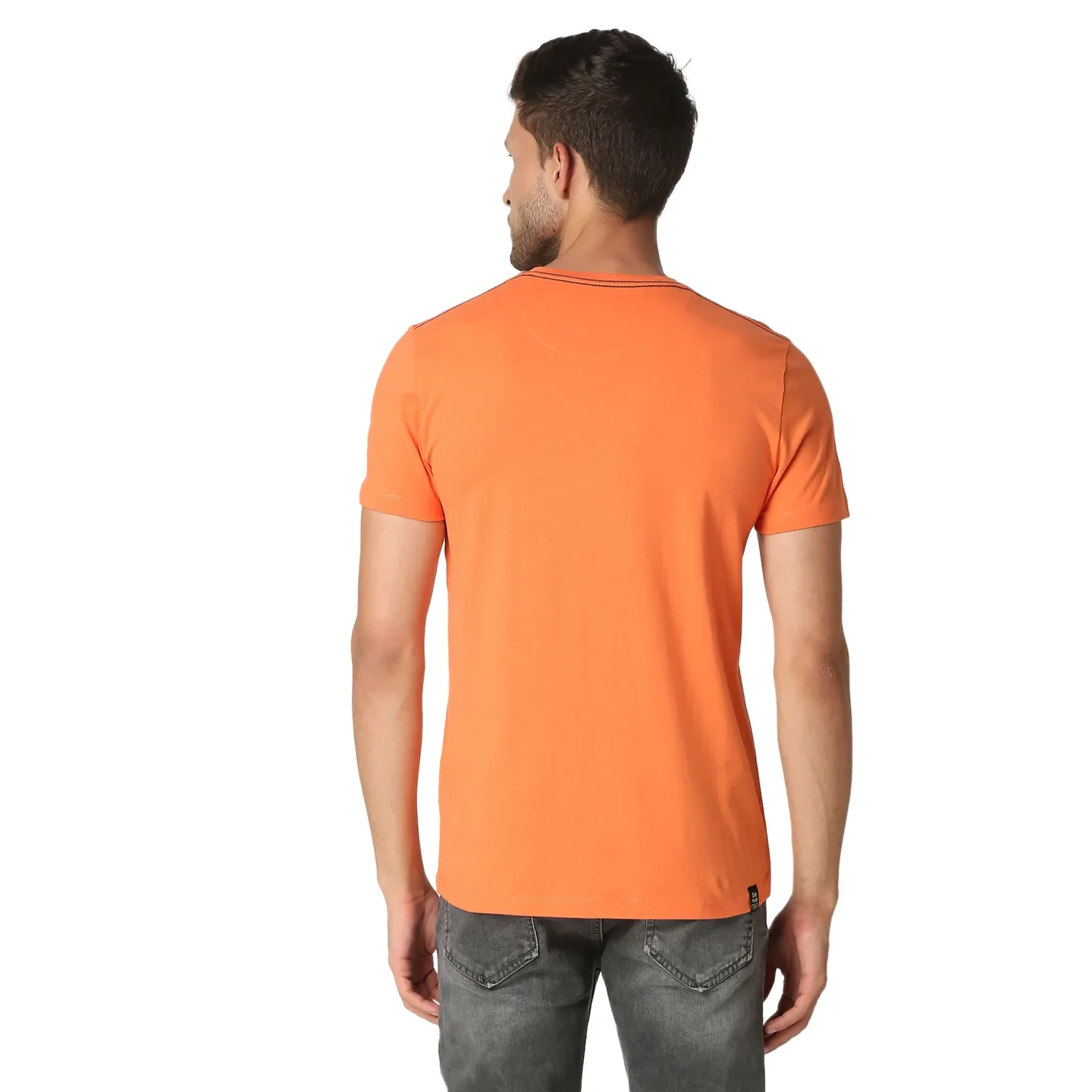 Orange Regular Fit Round Neck Men's T-Shirt by Being Human Clothing - Image 4