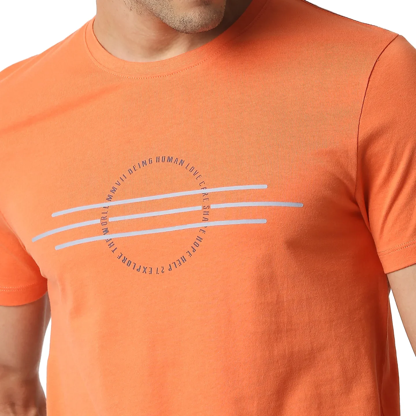 Orange Regular Fit Men's Short Sleeves T-Shirt by Being Human Clothing - Image 5