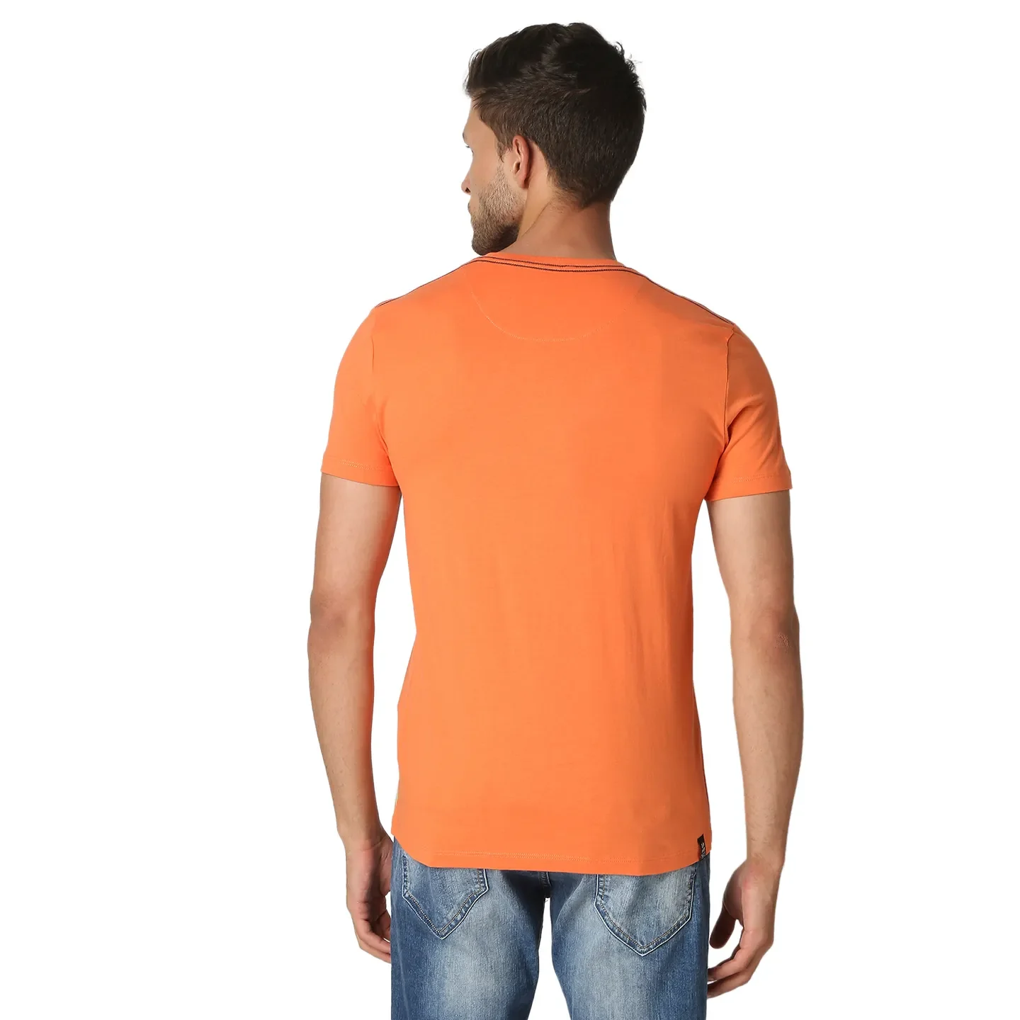 Orange Regular Fit Round Neck Men's T-Shirt by Being Human Clothing - Image 3