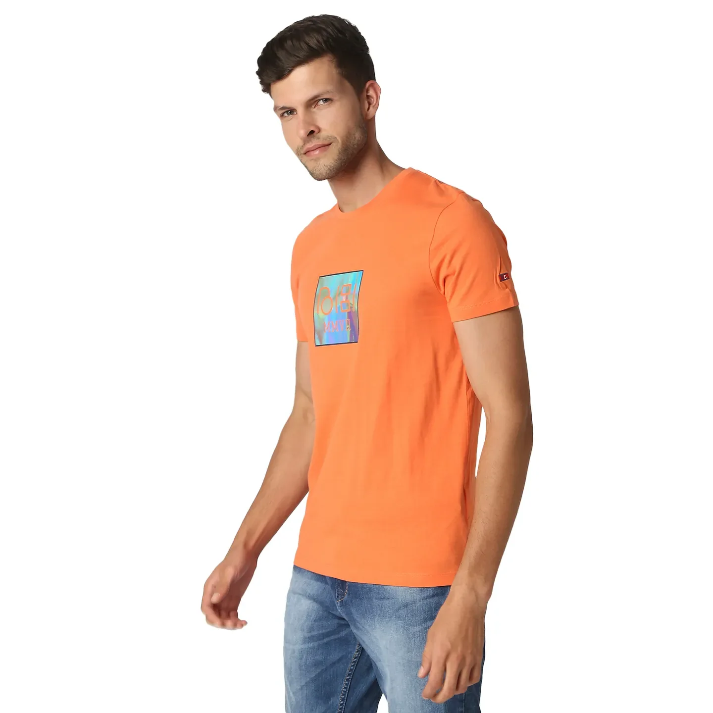 Orange Regular Fit Round Neck Men's T-Shirt by Being Human Clothing - Image 2