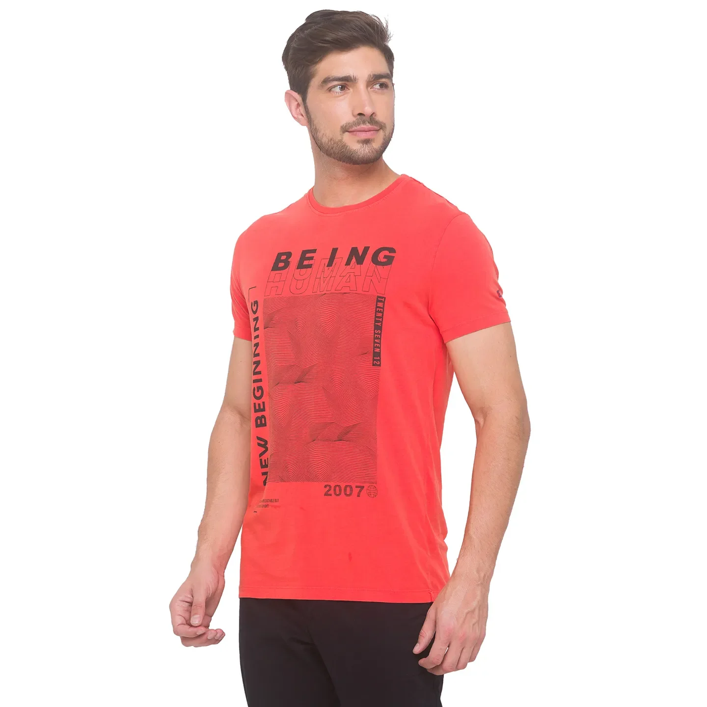 Orange Fista Regular Fit Round Neck Men's T-Shirt by Being Human Clothing - Image 3