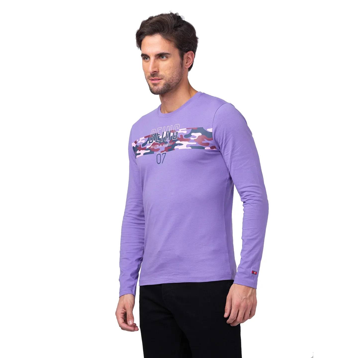 Purple Regular Fit Men's Long Sleeves T-Shirt by Being Human Clothing - Image 4