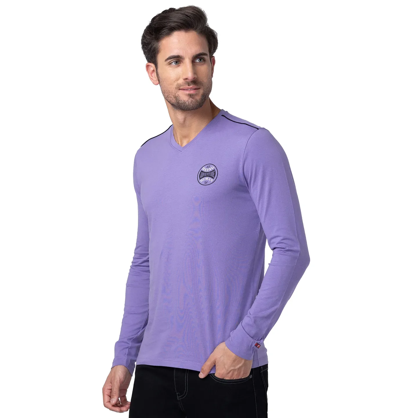 Purple Regular Fit Men's Long Sleeves T-Shirt by Being Human Clothing - Image 2