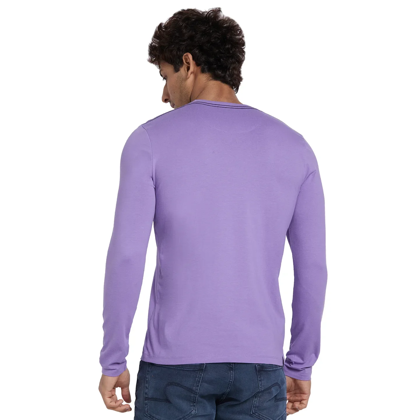 Purple Regular Fit Men's Long Sleeves T-Shirt by Being Human Clothing - Image 3