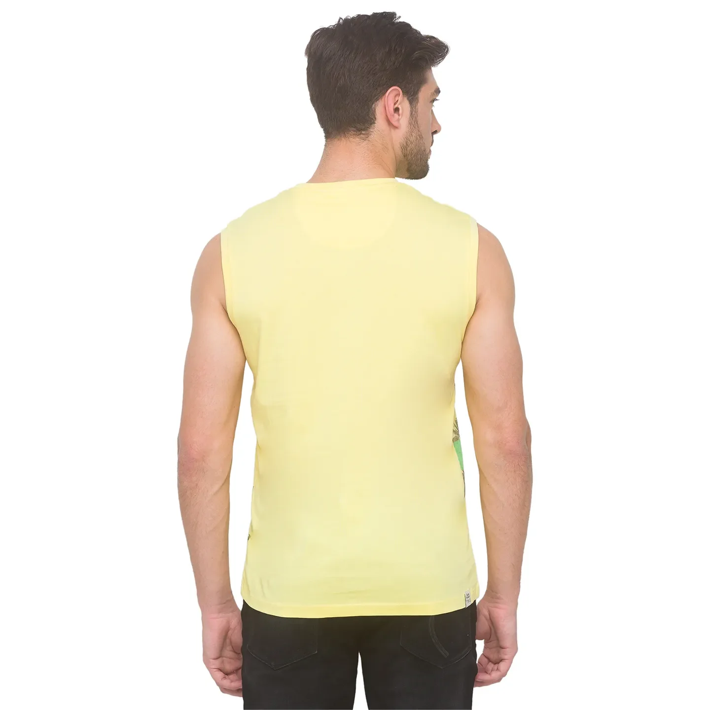 Pale Yellow Regular Fit Round Neck Men's T-Shirt by Being Human Clothing - Image 4