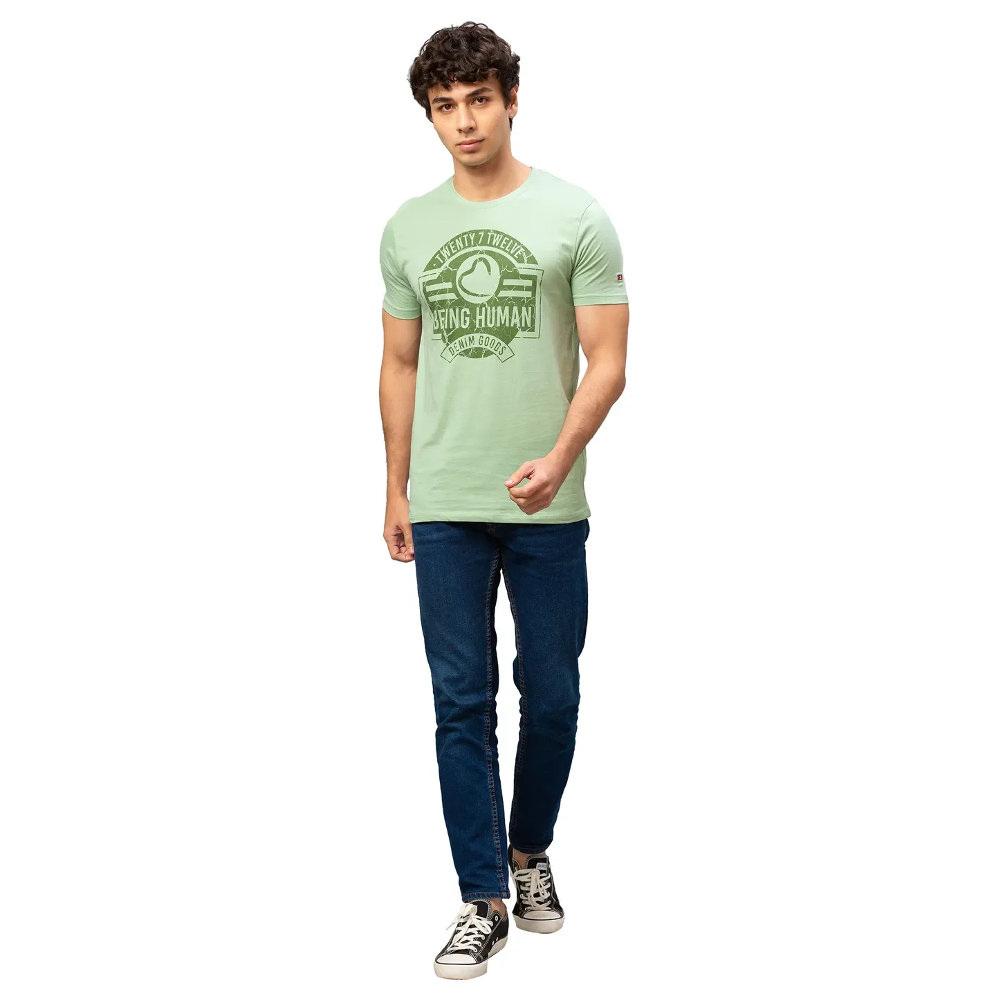 Green Regular Fit Men's Short Sleeves T-Shirt by Being Human Clothing - Image 2