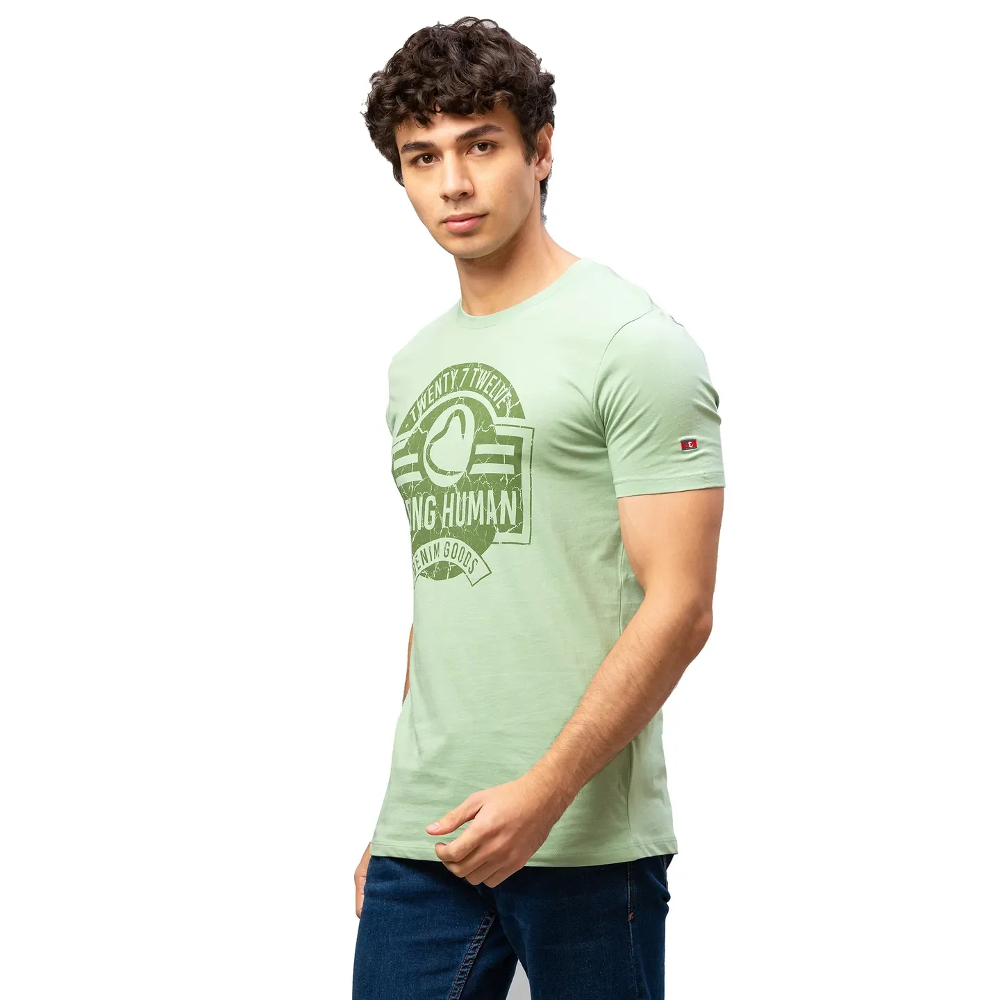 Green Regular Fit Men's Short Sleeves T-Shirt by Being Human Clothing - Image 2