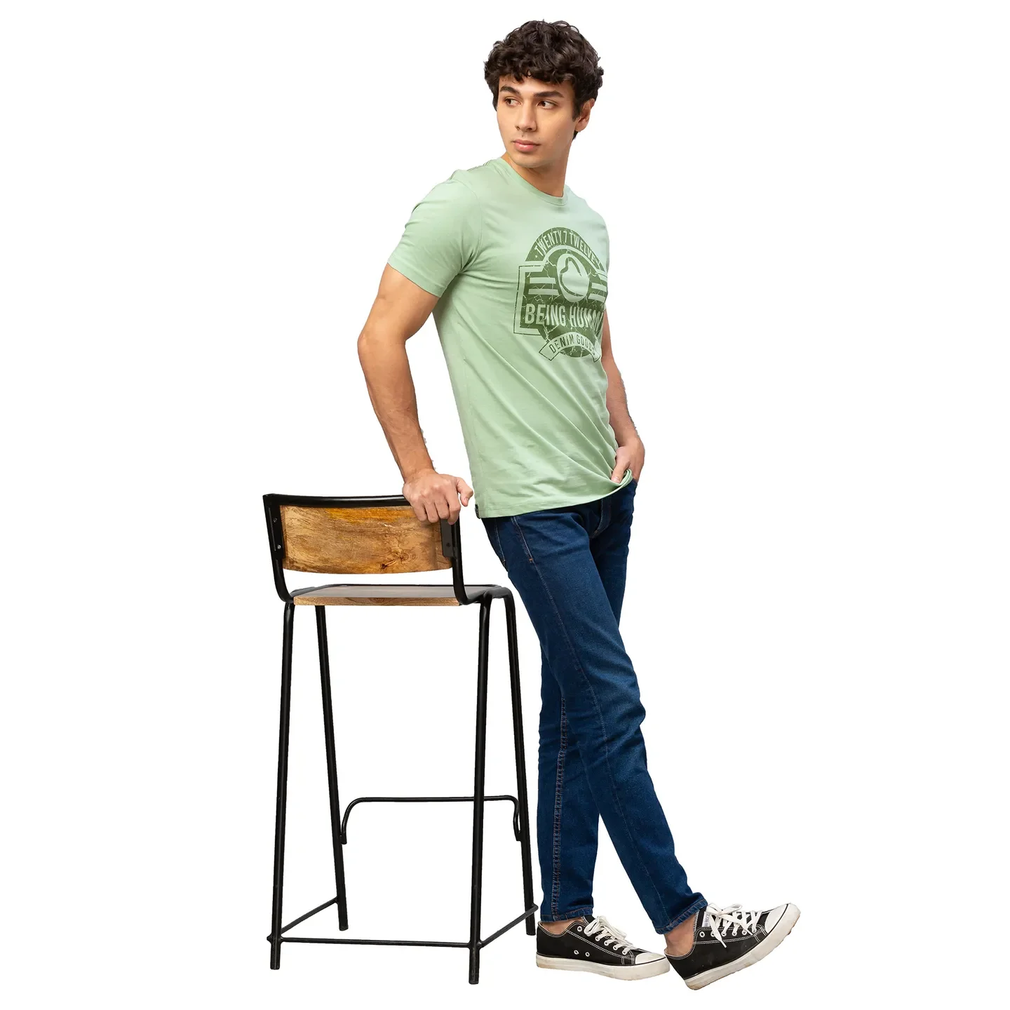 Green Regular Fit Men's Short Sleeves T-Shirt by Being Human Clothing - Image 5