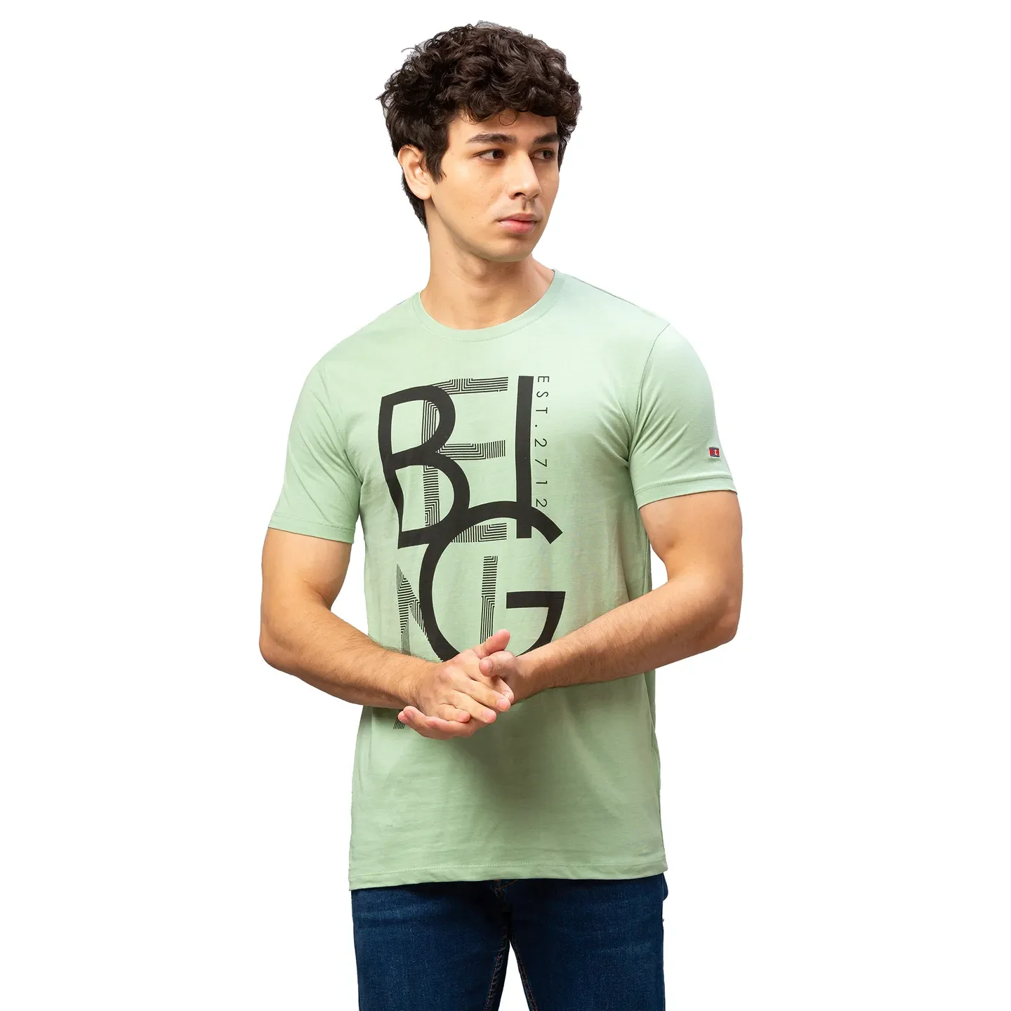 Green Regular Fit Men's Short Sleeves T-Shirt by Being Human Clothing