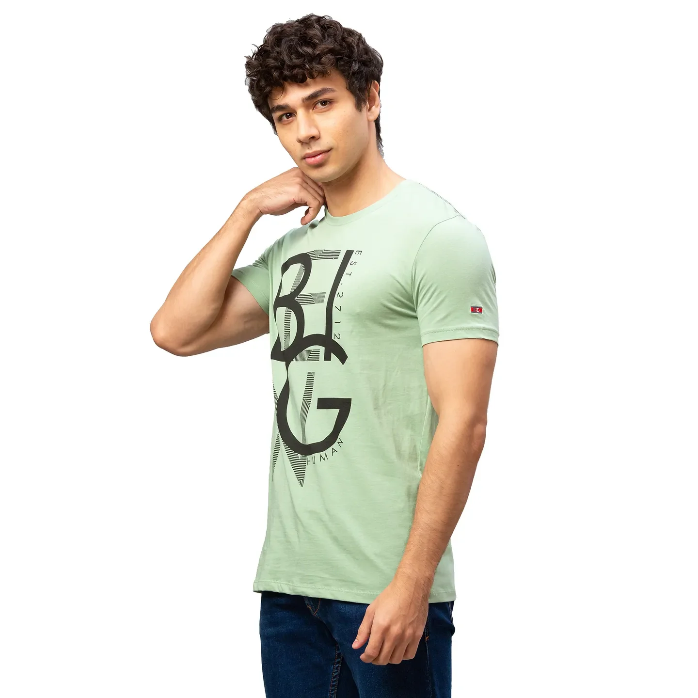 Green Regular Fit Men's Short Sleeves T-Shirt by Being Human Clothing - Image 4