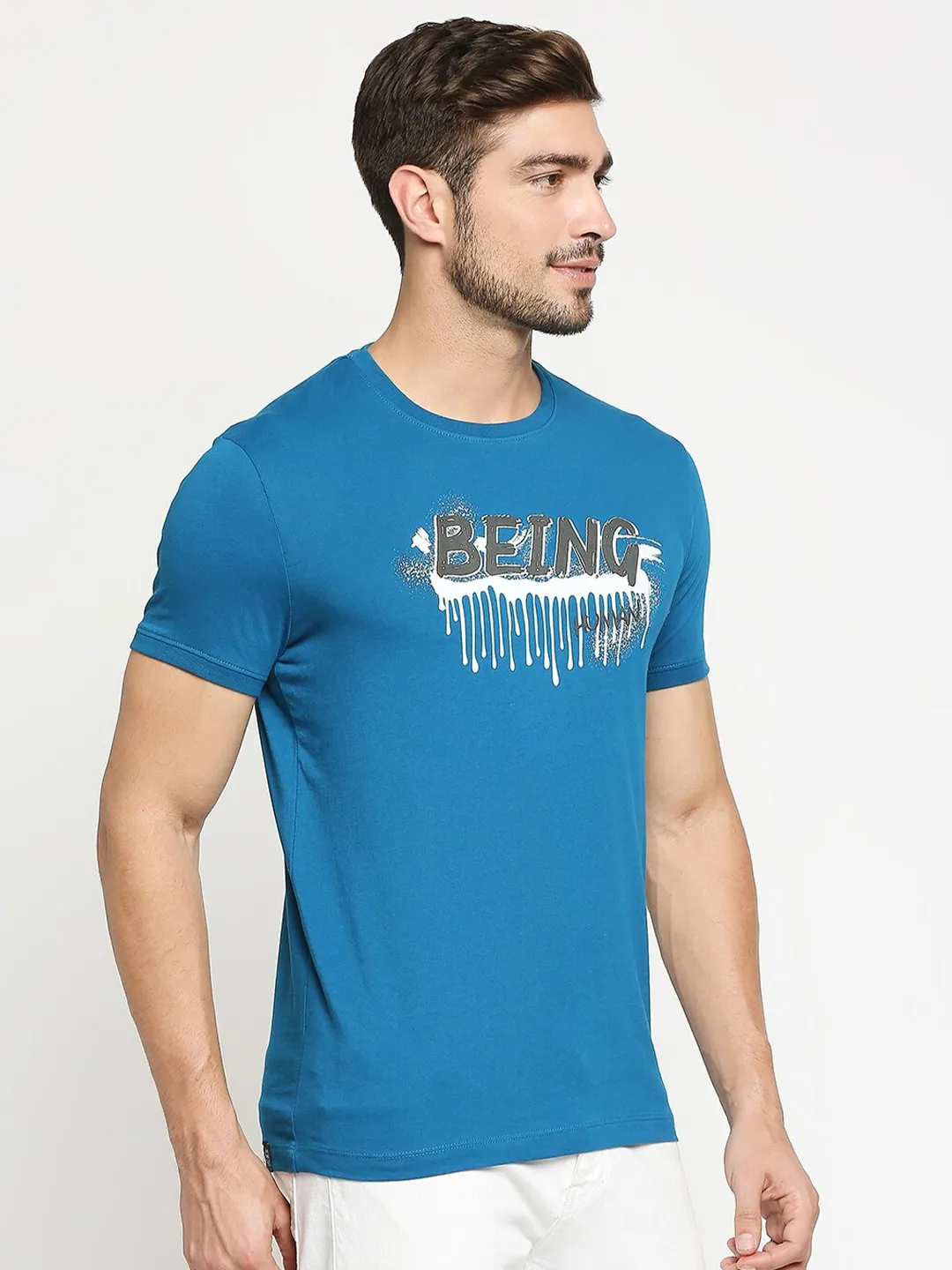 Green Regular Fit Men's Short Sleeves T-Shirt by Being Human Clothing - Image 3