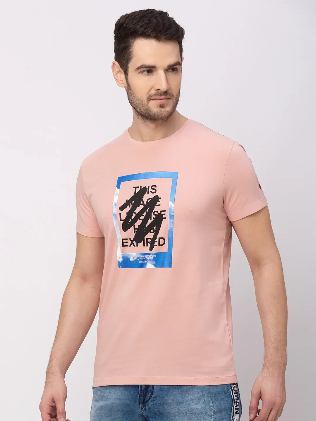 Pink Regular Fit Round Neck Men's T-Shirt by Being Human Clothing - Image 3