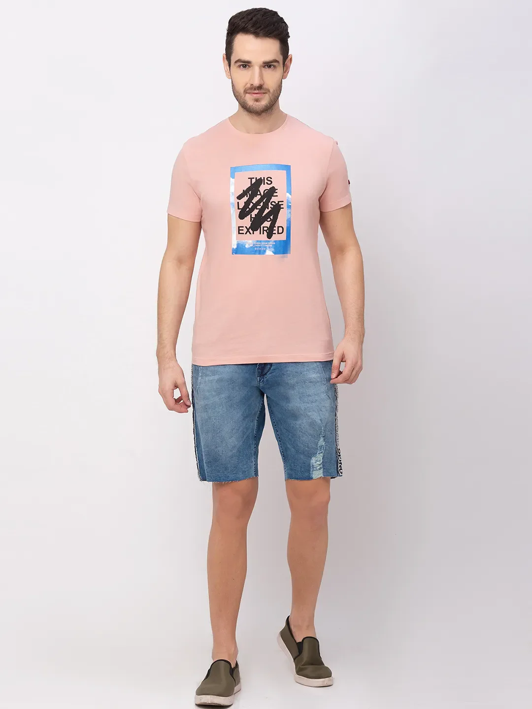 Pink Regular Fit Round Neck Men's T-Shirt by Being Human Clothing - Image 6