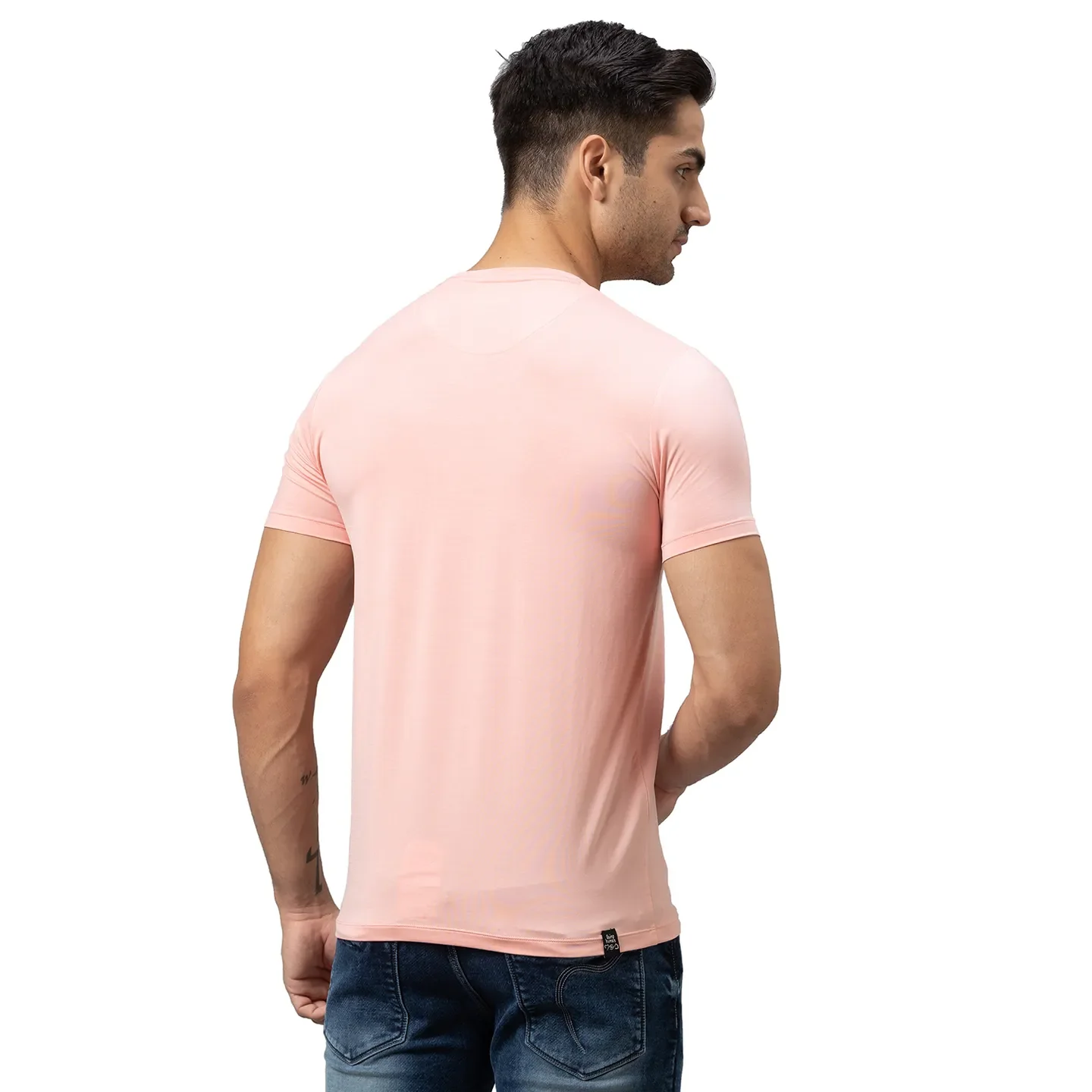 Pink Regular Fit Men's Short Sleeves T-Shirt by Being Human Clothing - Image 3