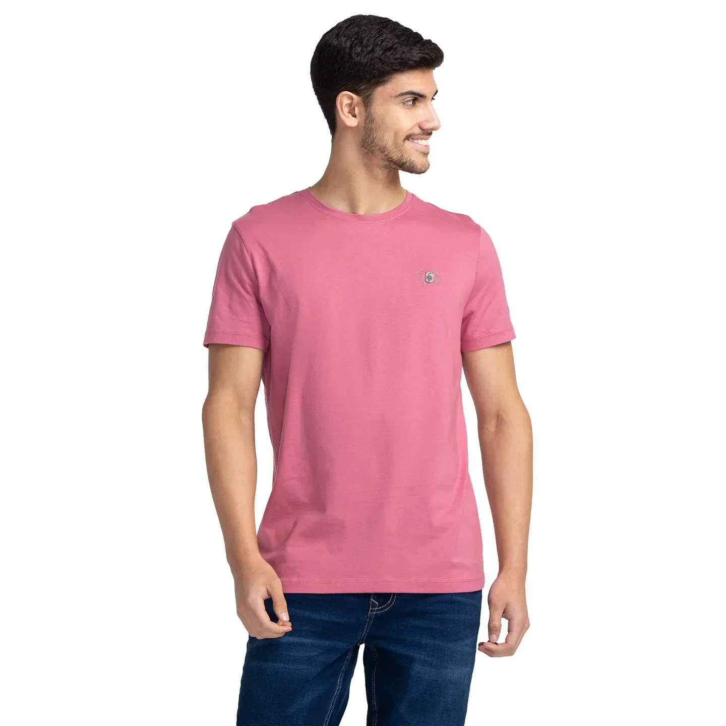 Pink Regular Fit Round Neck Men's T-Shirt by Being Human Clothing