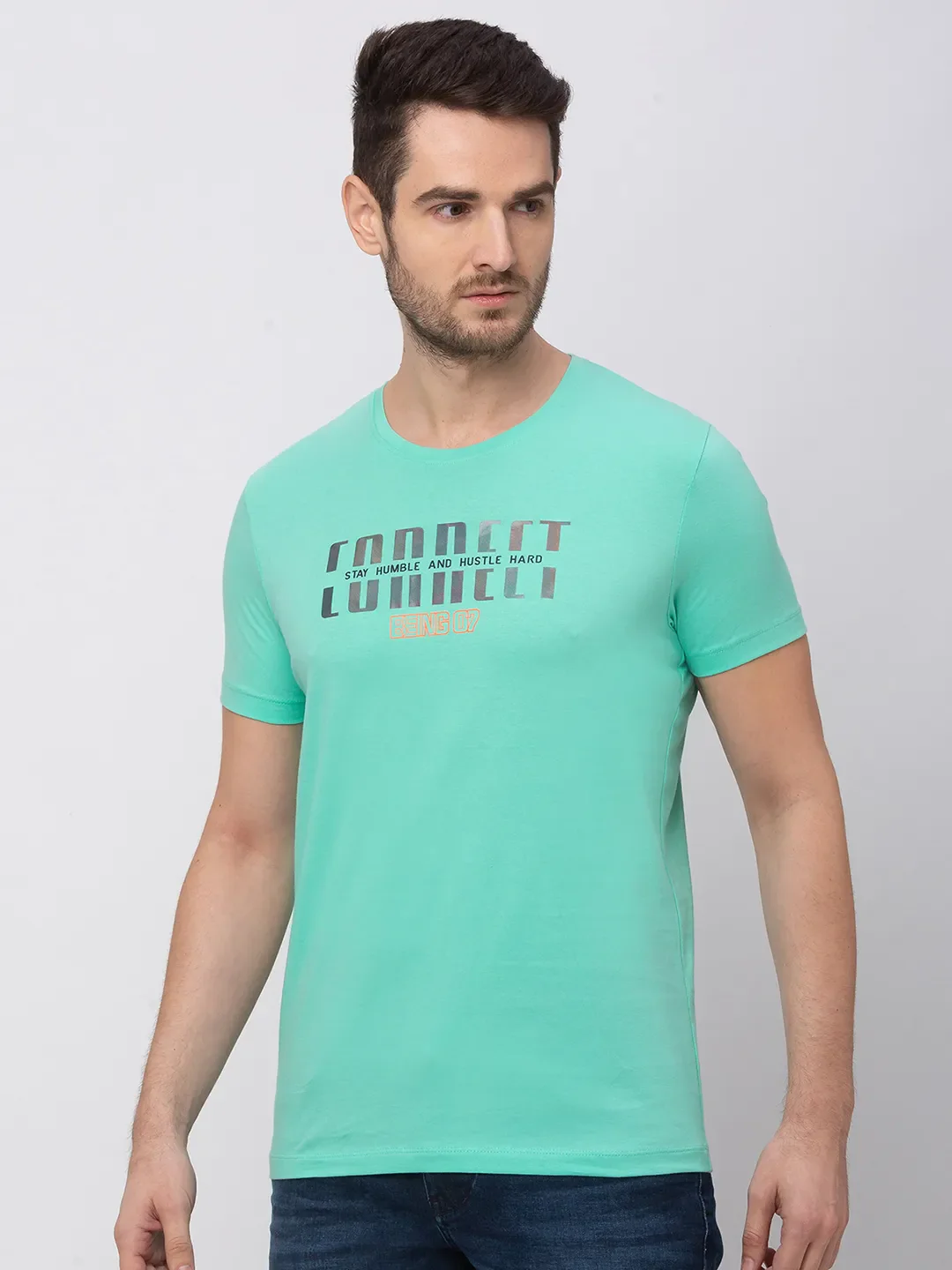 Pista Green Regular Fit Round Neck Men's T-Shirt by Being Human Clothing - Image 2