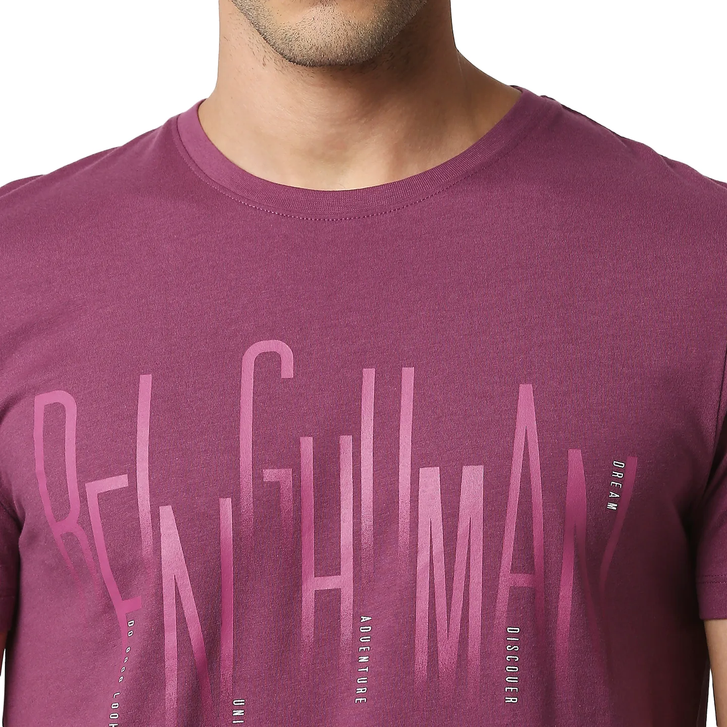 Pink Slim Straight Fit Men's Short Sleeves T-Shirt by Being Human Clothing - Image 4