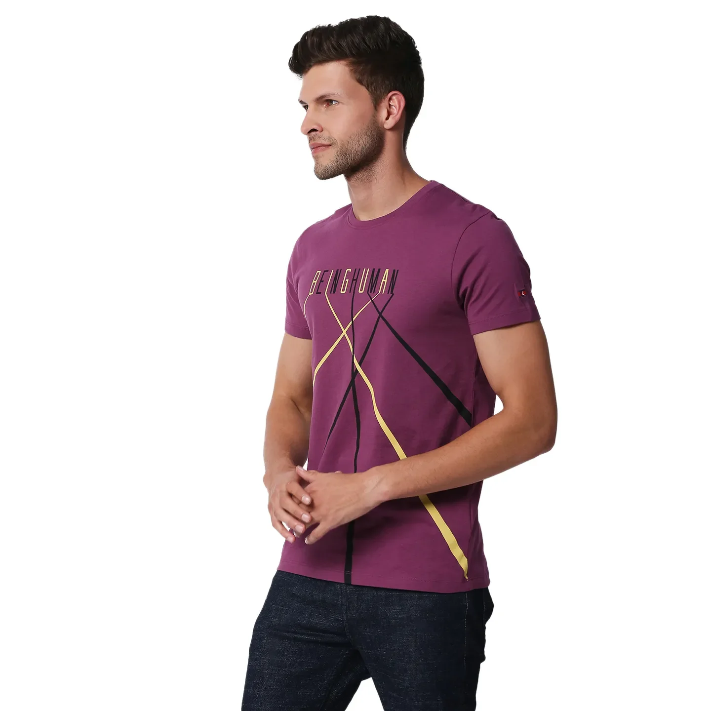 Pink Regular Fit Men's Short Sleeves T-Shirt by Being Human Clothing - Image 2