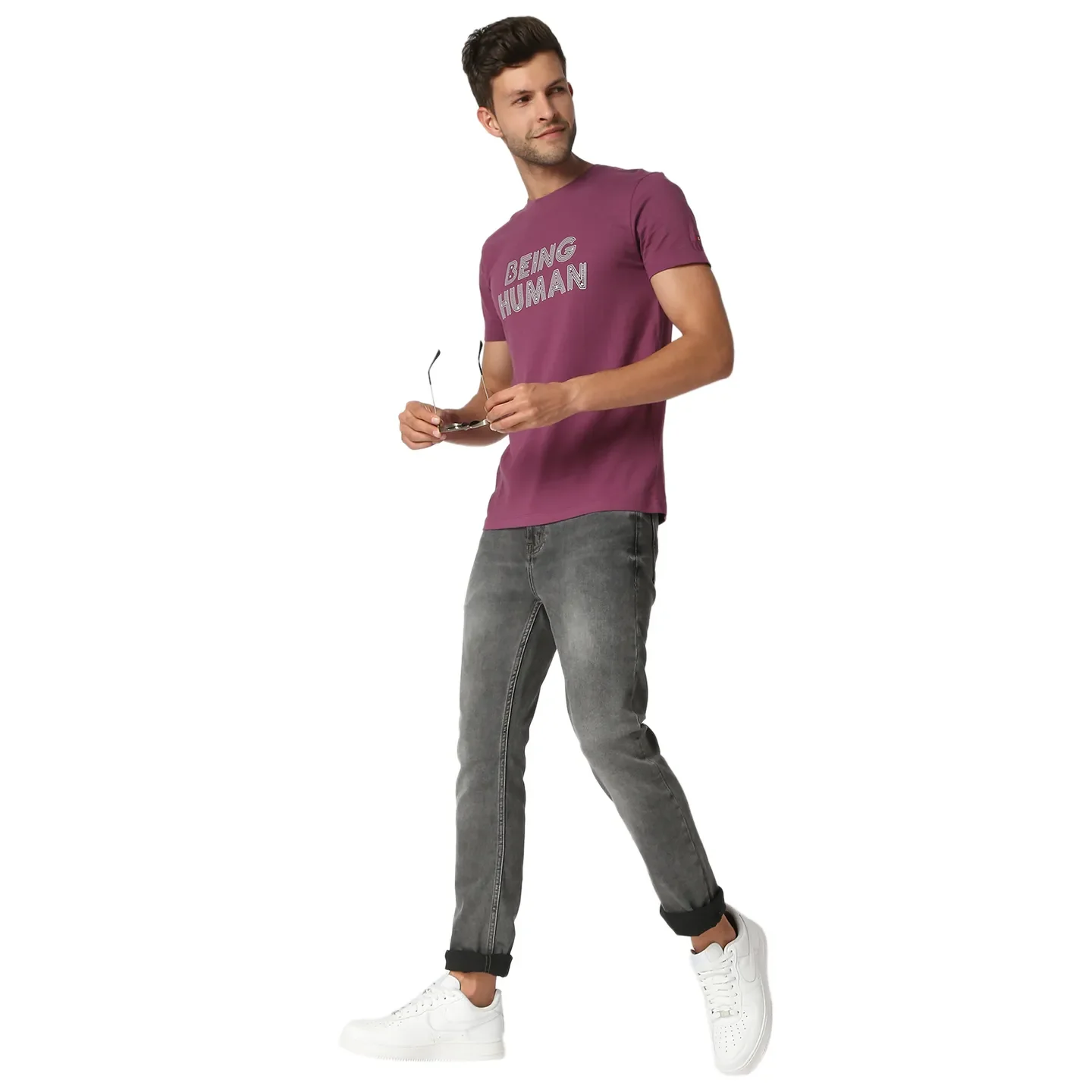 Pink Regular Fit Men's Short Sleeves T-Shirt by Being Human Clothing - Image 5