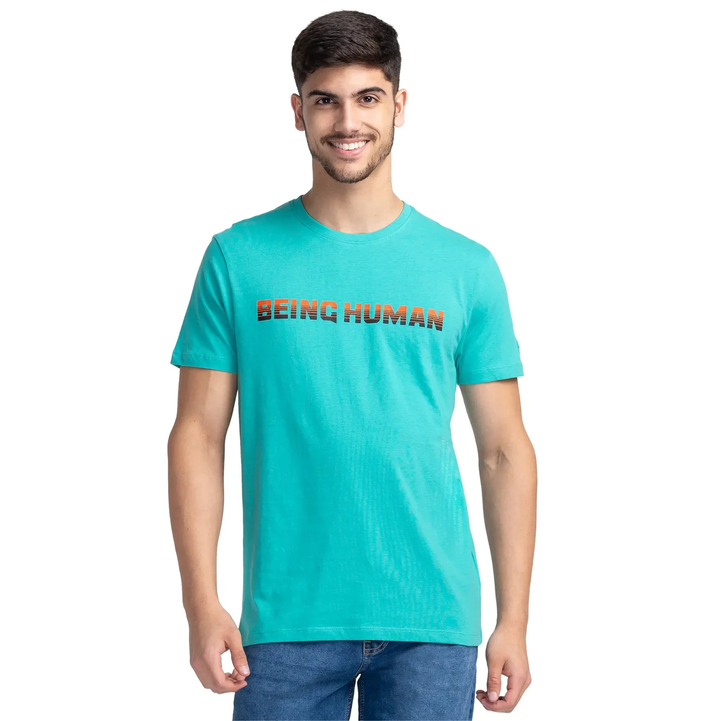 Green Regular Fit Men's Short Sleeves T-Shirt by Being Human Clothing