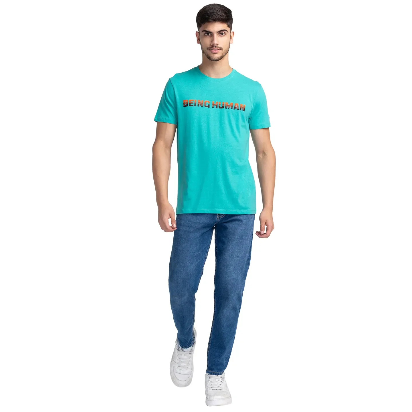 Green Regular Fit Men's Short Sleeves T-Shirt by Being Human Clothing - Image 2