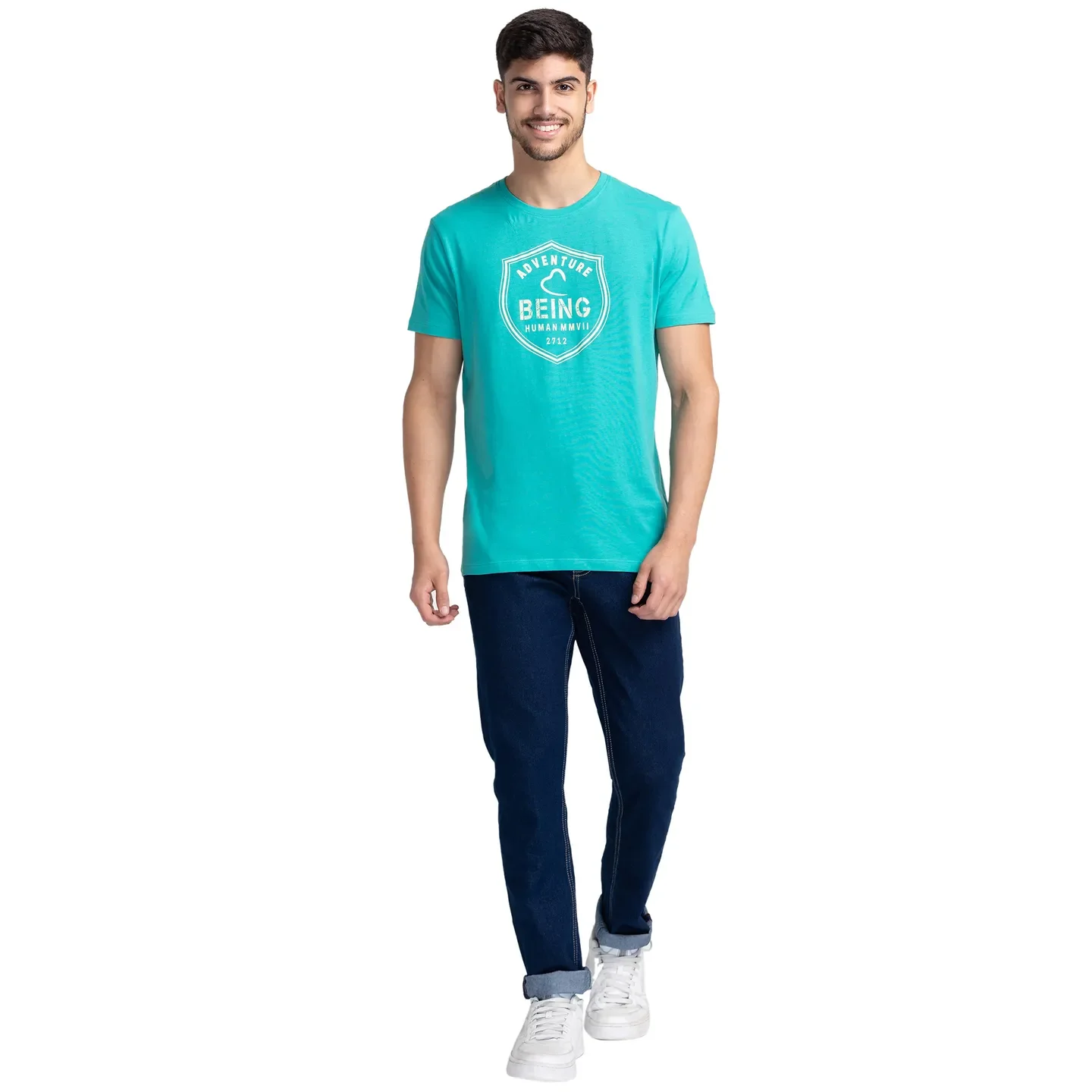 Green Regular Fit Men's Short Sleeves T-Shirt by Being Human Clothing - Image 2