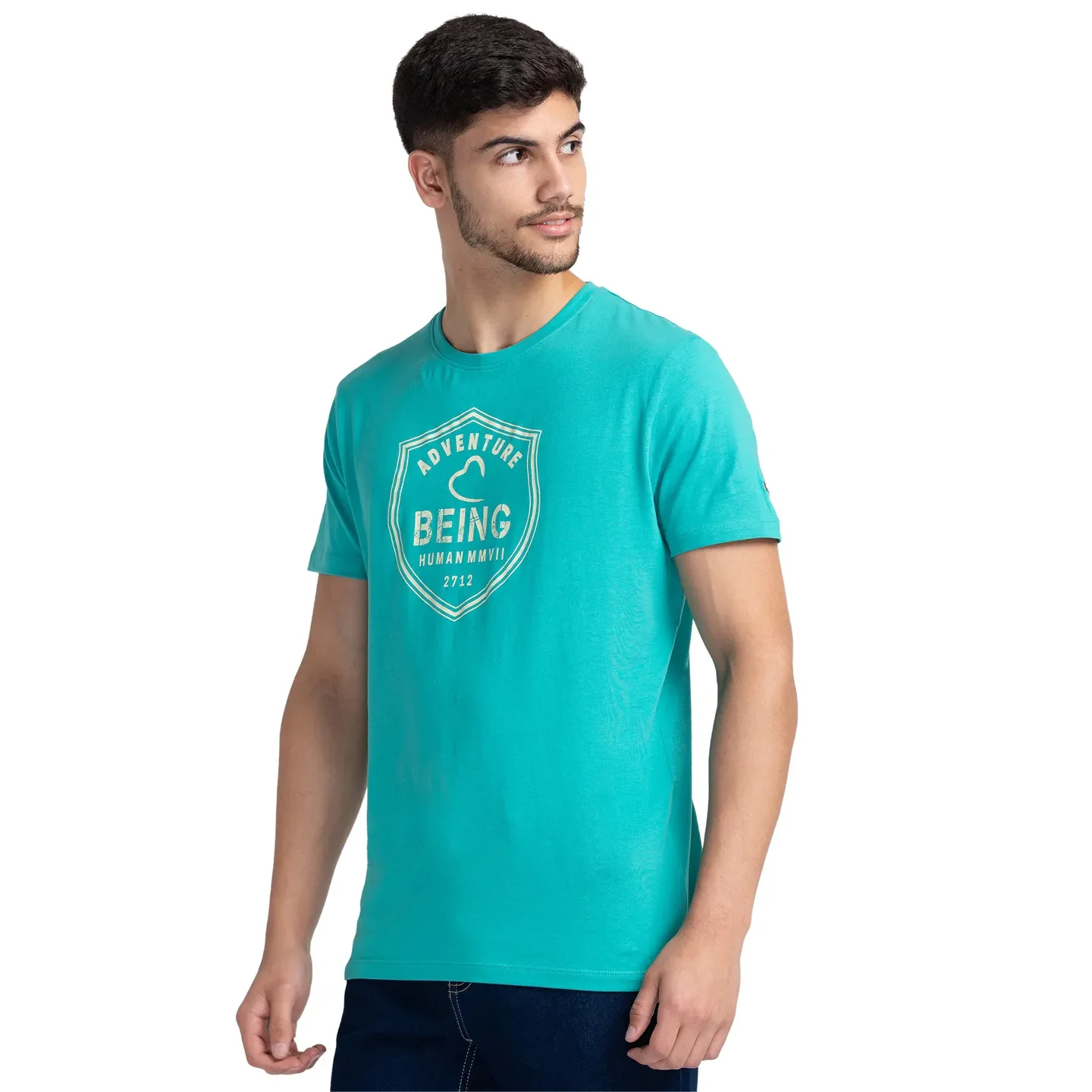 Green Regular Fit Men's Short Sleeves T-Shirt by Being Human Clothing - Image 4