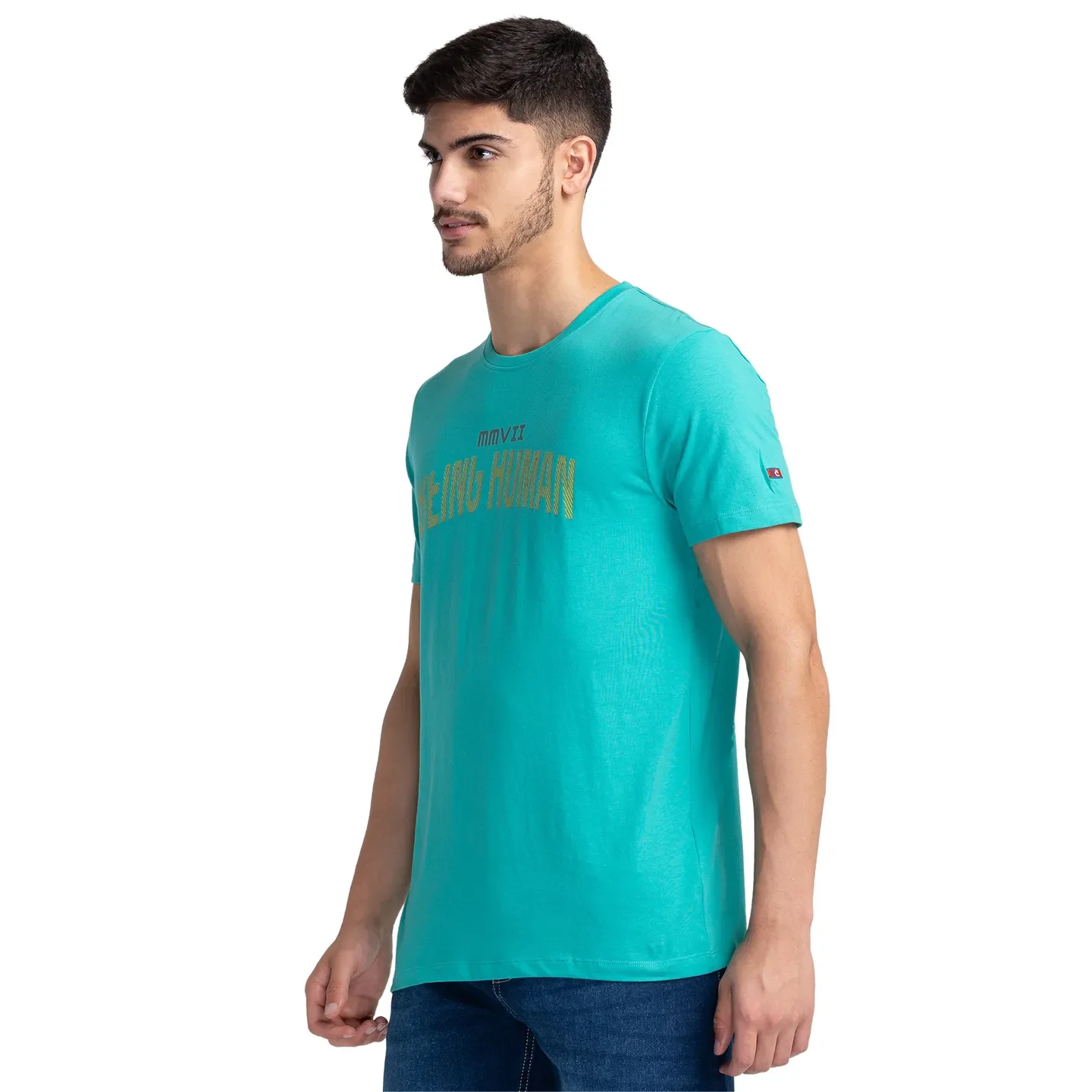 Green Regular Fit Men's Short Sleeves T-Shirt by Being Human Clothing - Image 4