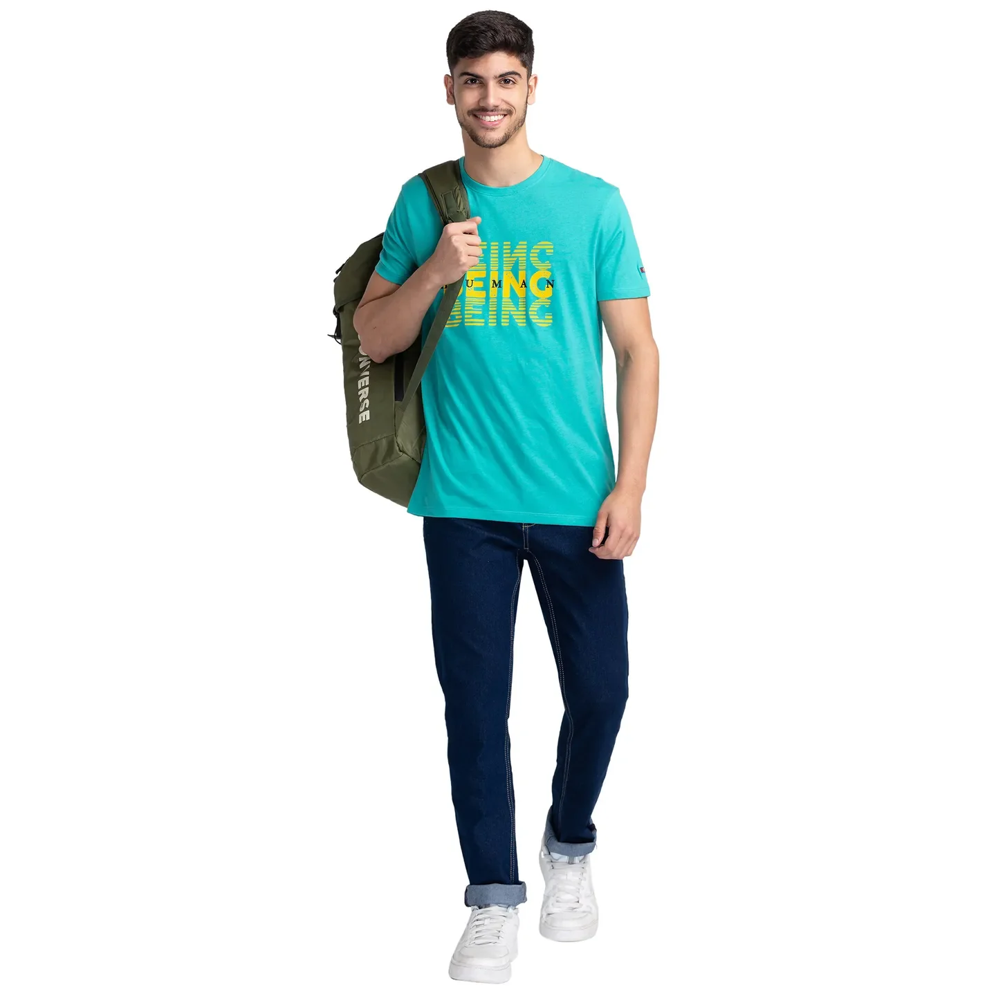 Green Regular Fit Men's Short Sleeves T-Shirt by Being Human Clothing - Image 6