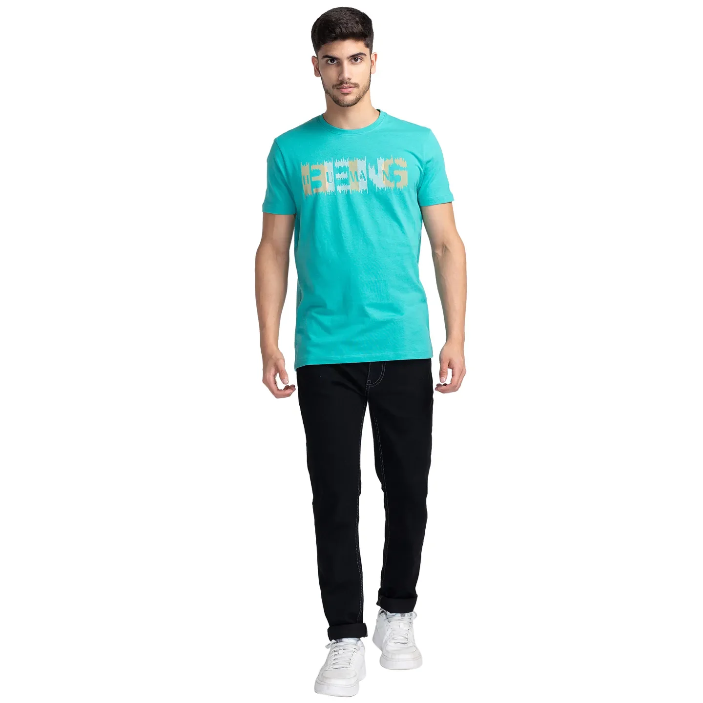 Green Regular Fit Men's Short Sleeves T-Shirt by Being Human Clothing - Image 2