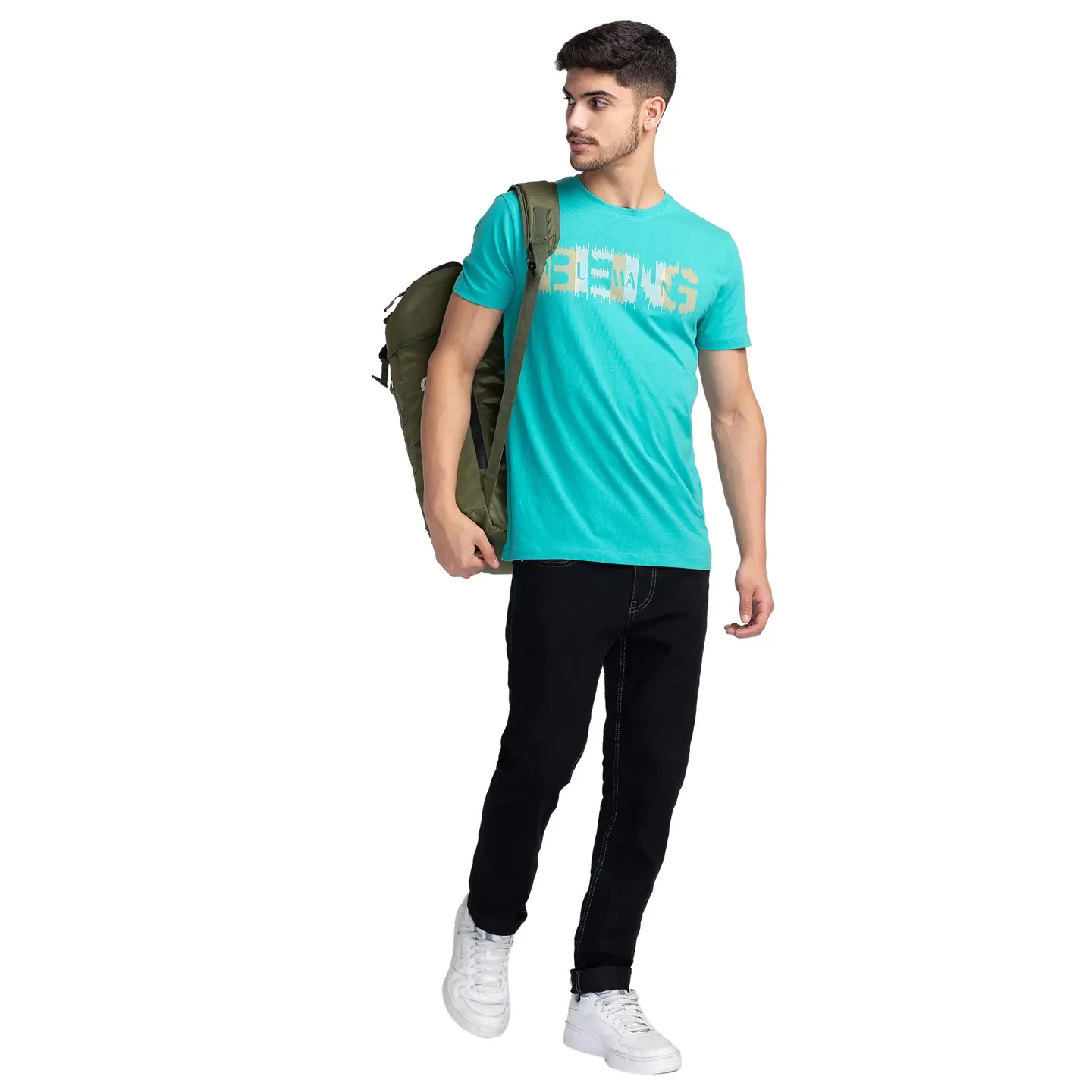 Green Regular Fit Men's Short Sleeves T-Shirt by Being Human Clothing - Image 6