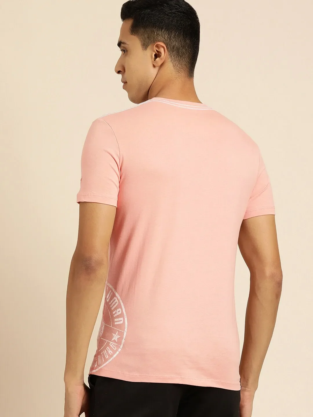 Pink Regular Fit Men's Short Sleeves T-Shirt by Being Human Clothing - Image 3