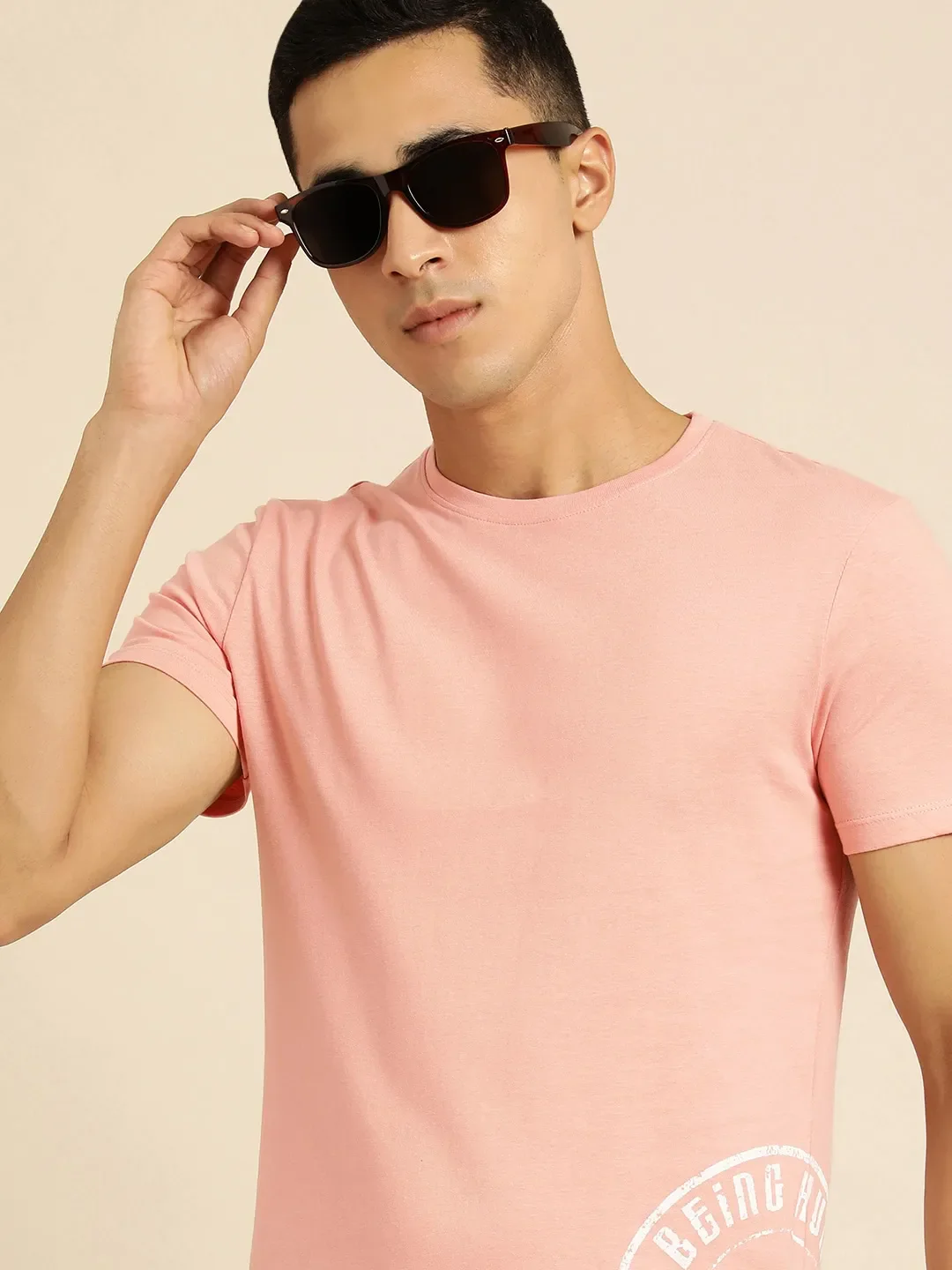 Pink Regular Fit Men's Short Sleeves T-Shirt by Being Human Clothing - Image 5