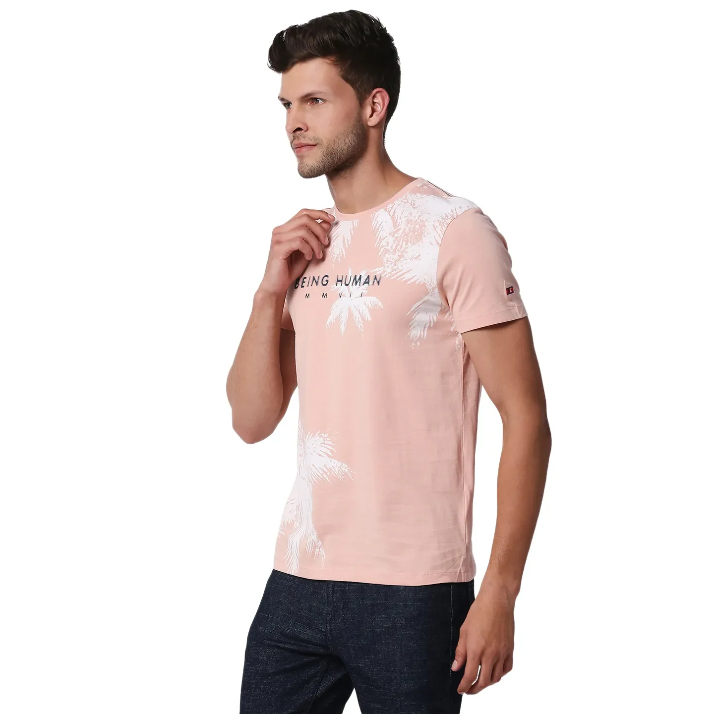 Pink Regular Fit Men's Short Sleeves T-Shirt by Being Human Clothing - Image 2