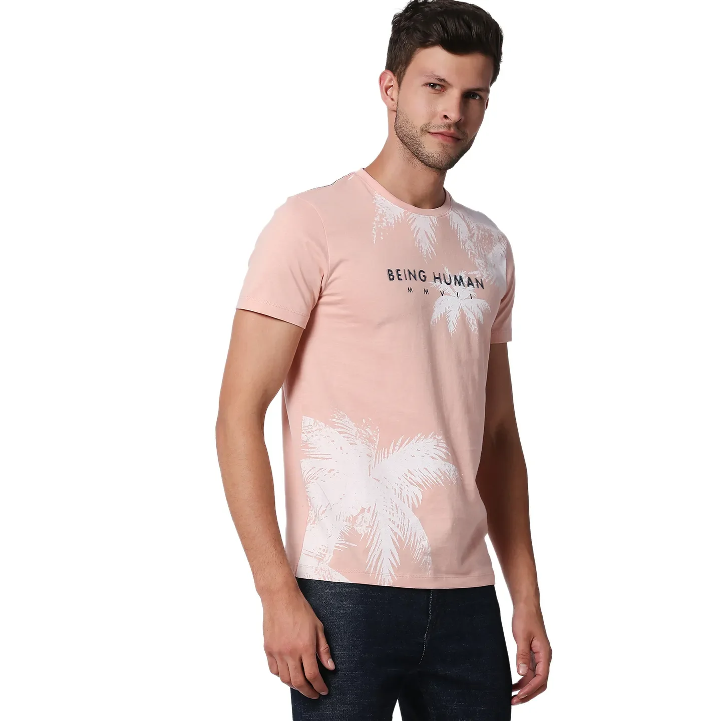 Pink Regular Fit Men's Short Sleeves T-Shirt by Being Human Clothing - Image 3
