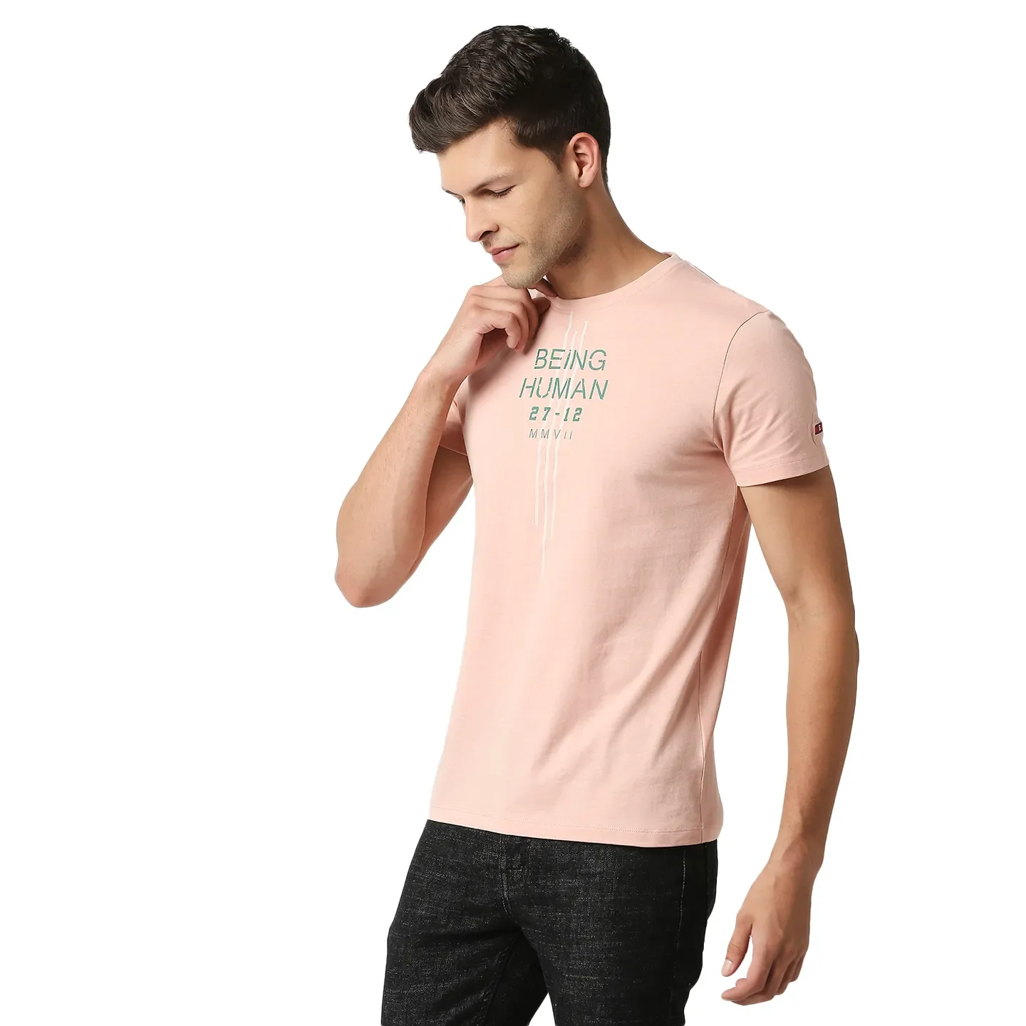 Pink Regular Fit Men's Short Sleeves T-Shirt by Being Human Clothing - Image 2