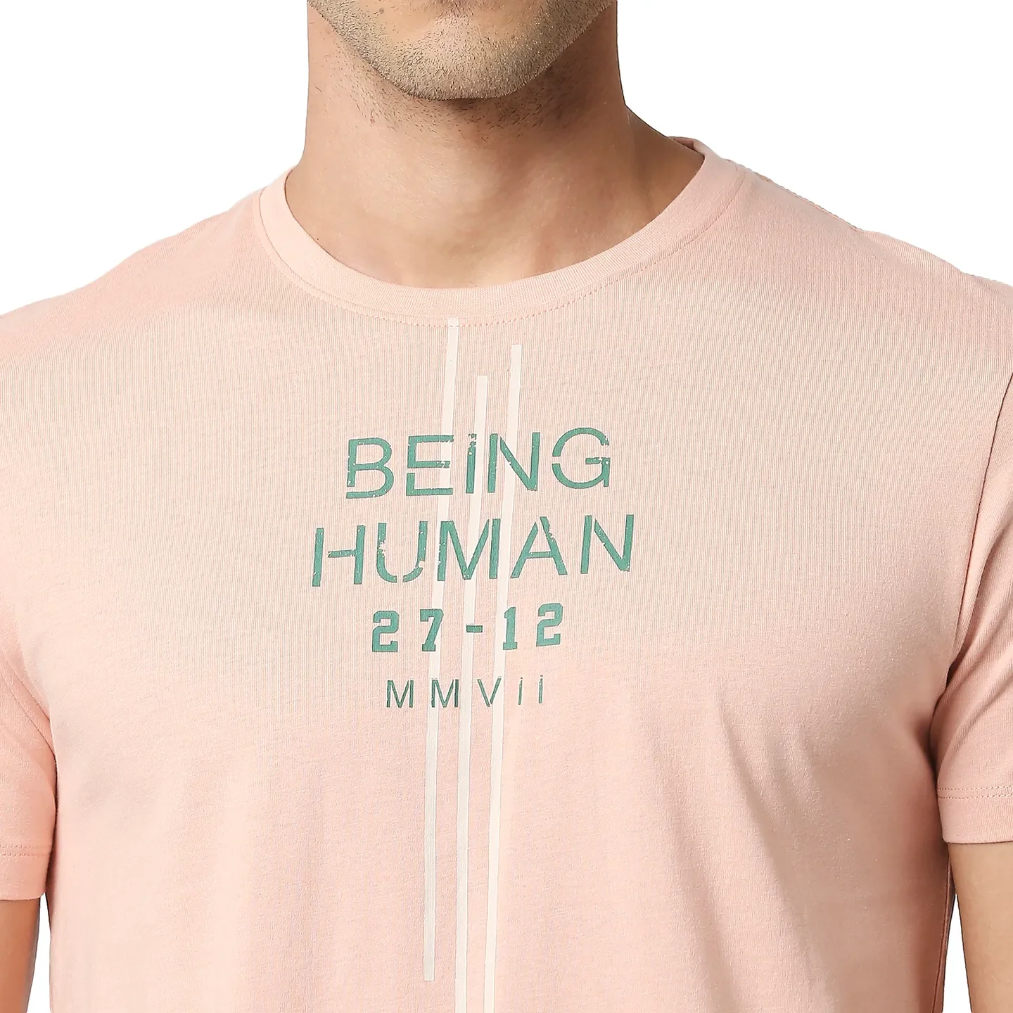 Pink Regular Fit Men's Short Sleeves T-Shirt by Being Human Clothing - Image 5