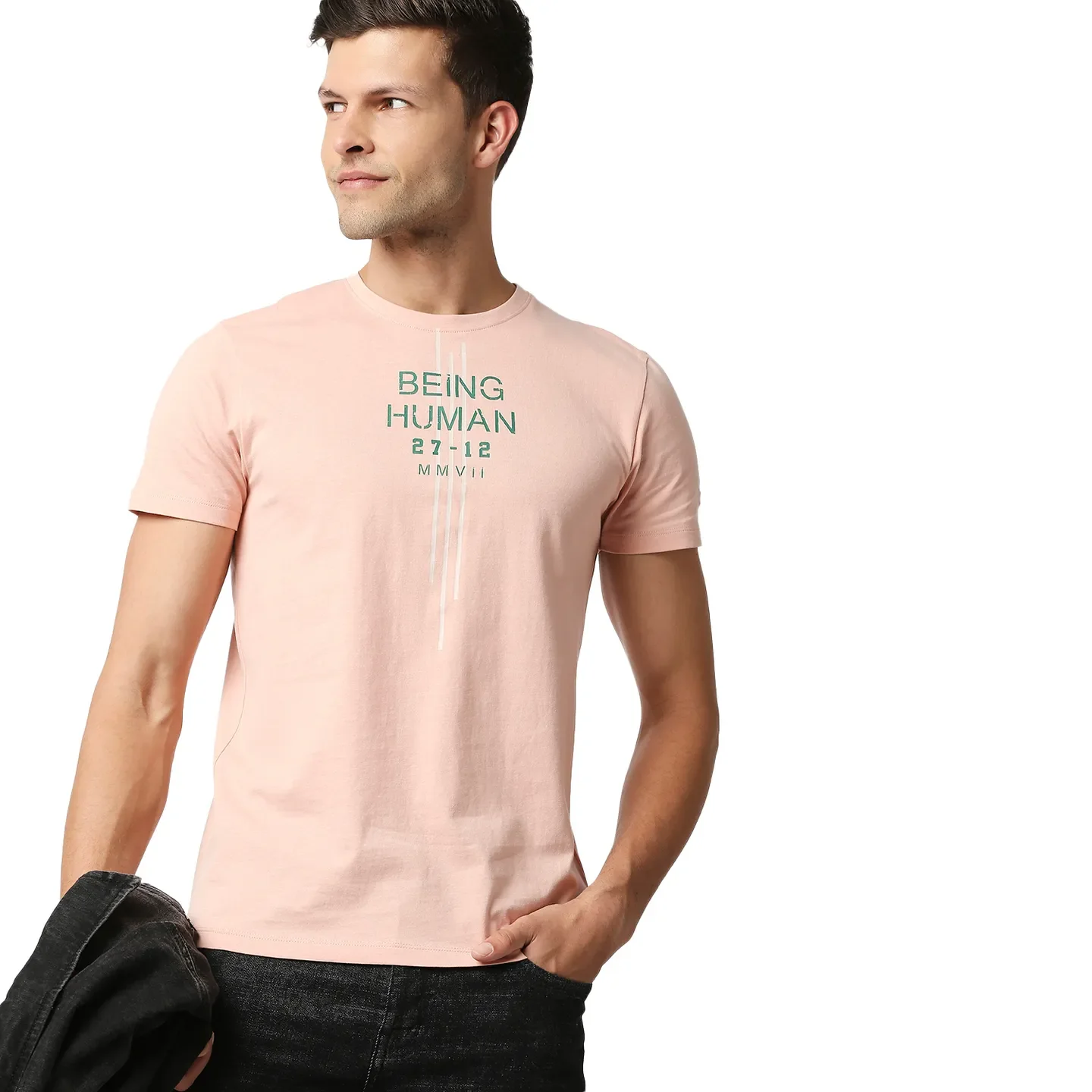 Pink Regular Fit Men's Short Sleeves T-Shirt by Being Human Clothing - Image 7