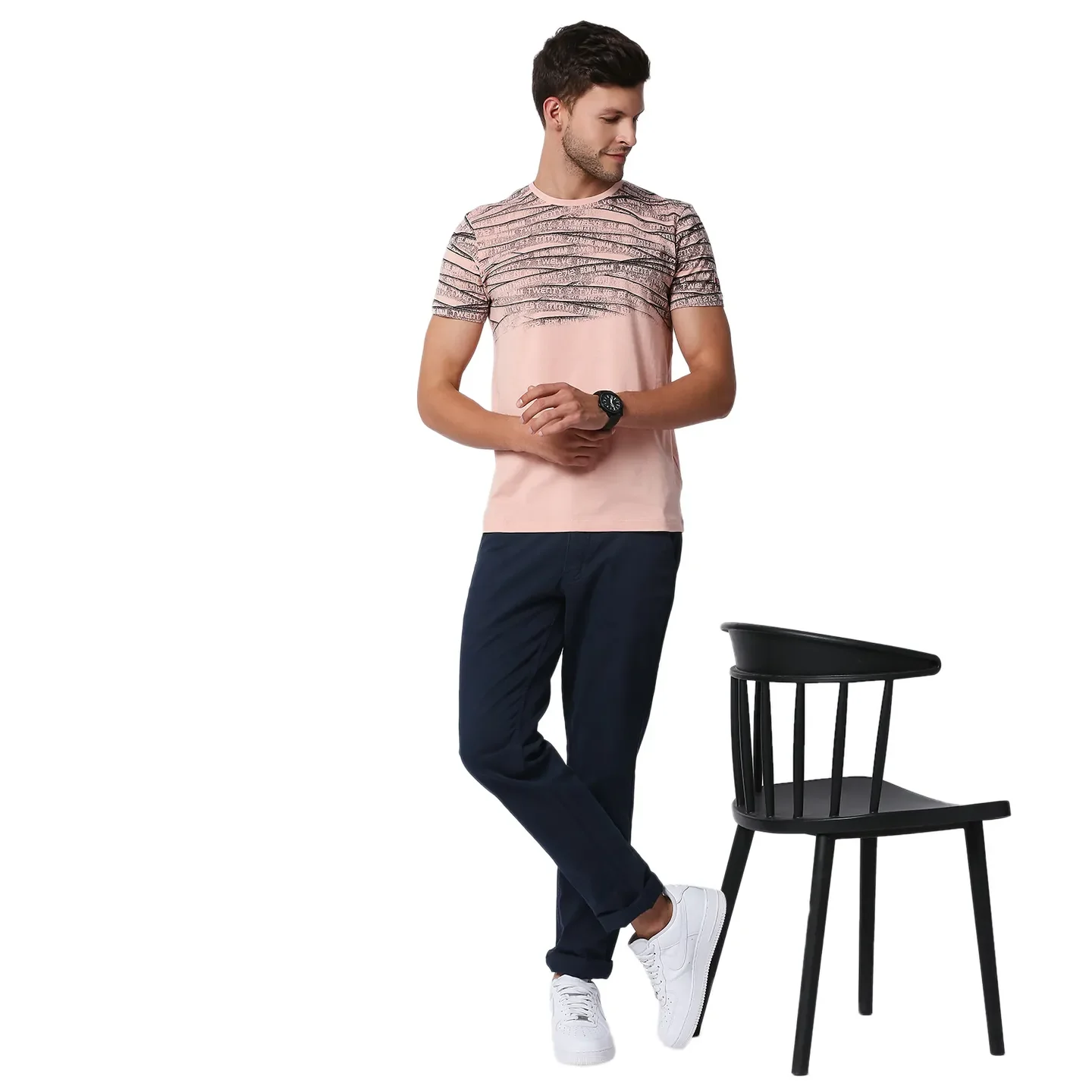 Pink Regular Fit Men's Short Sleeves T-Shirt by Being Human Clothing - Image 6